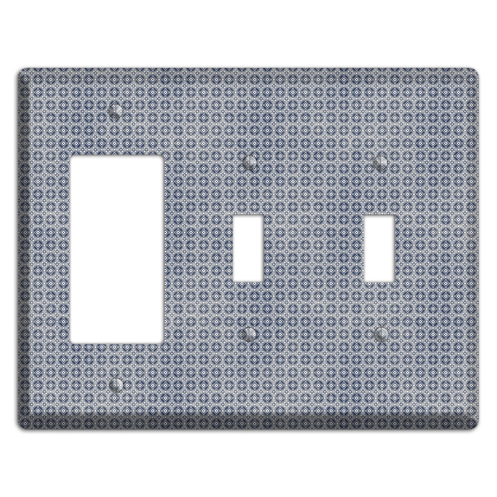 Multi Grey Arabesque Rocker / 2 Toggle Wallplate