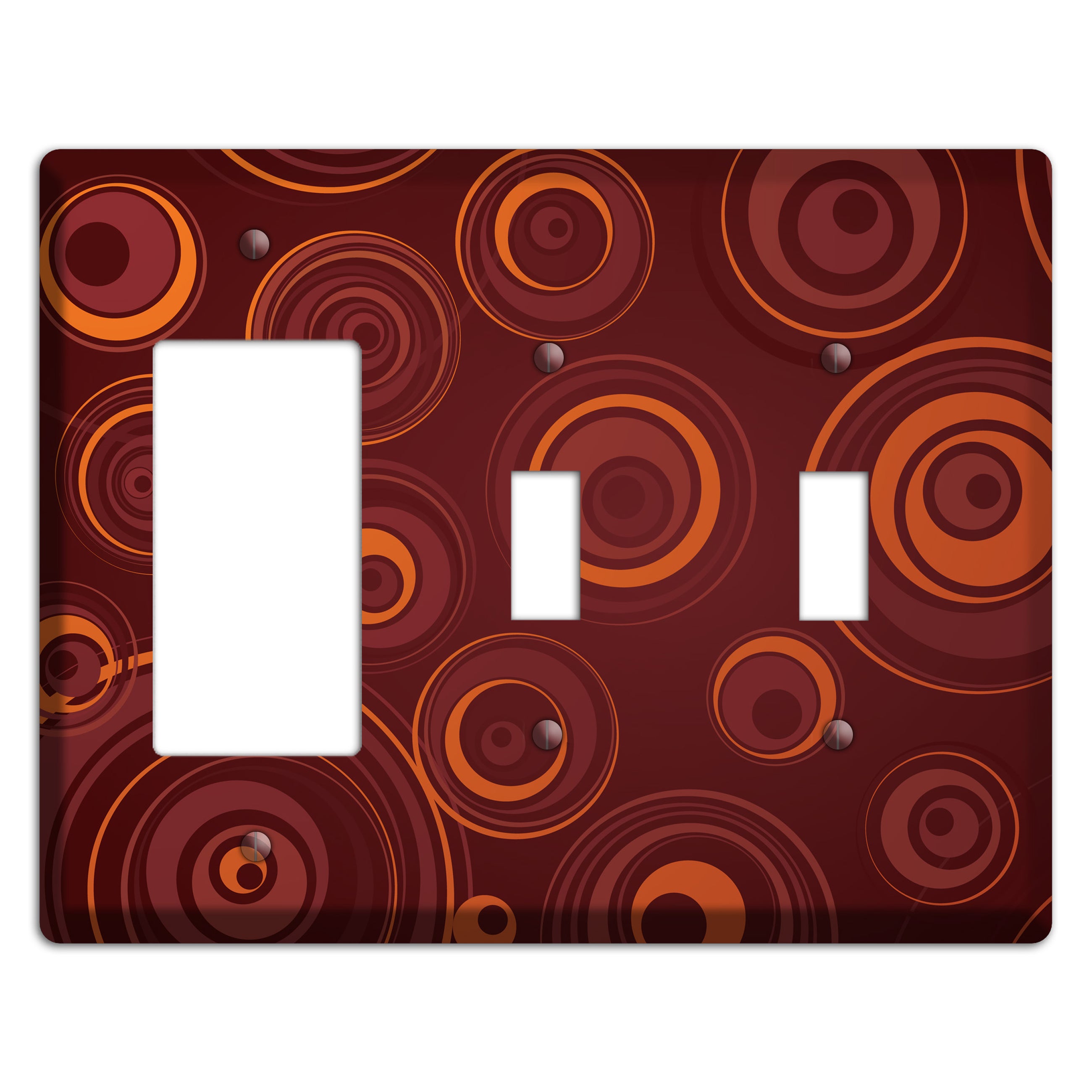 Brown Circles Rocker / 2 Toggle Wallplate