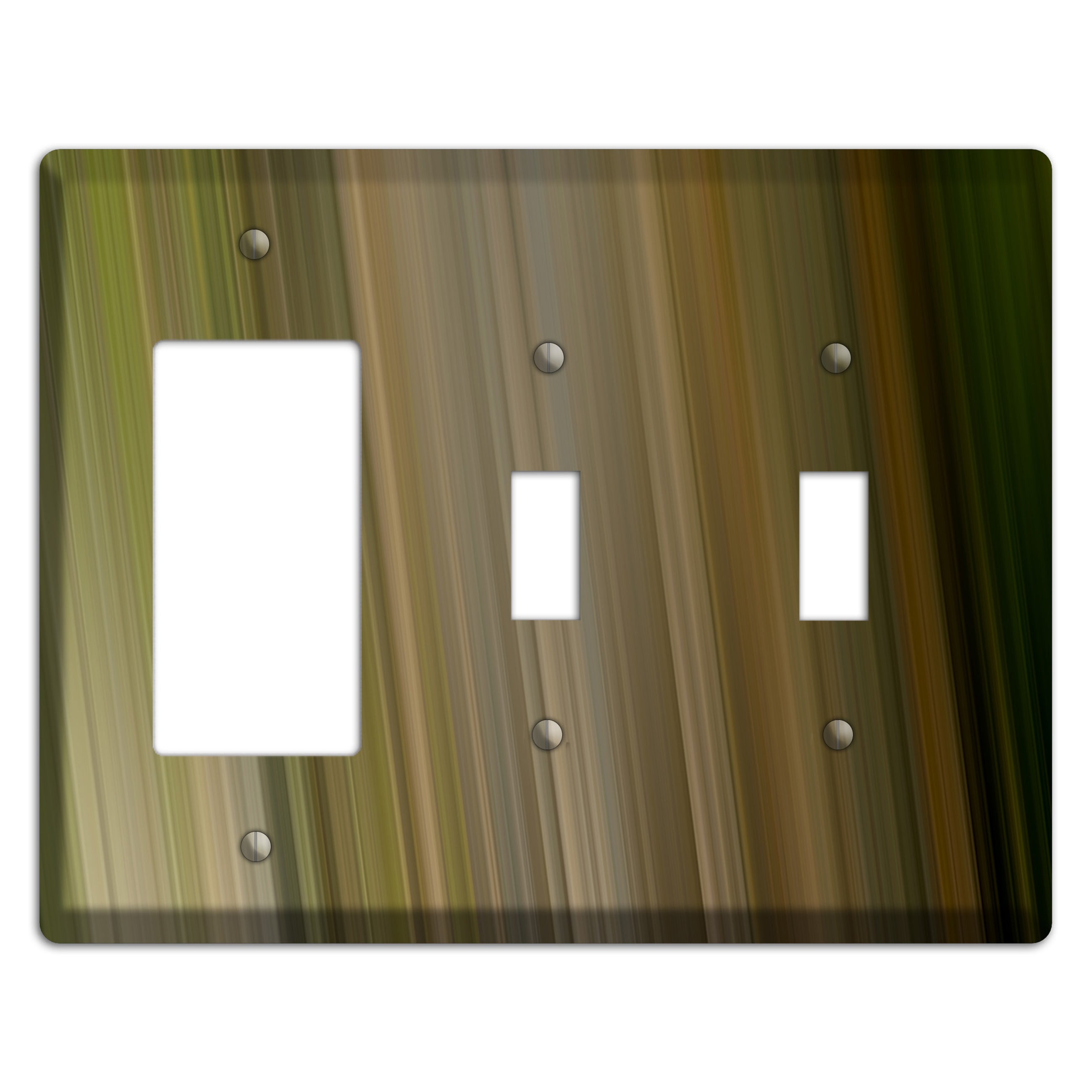 Olive and Brown Ray of Light Rocker / 2 Toggle Wallplate
