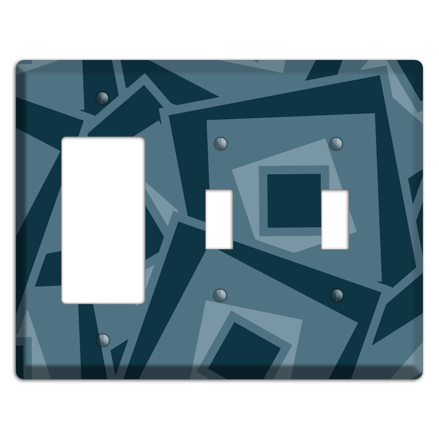 Blue-grey Retro Cubist Rocker / 2 Toggle Wallplate