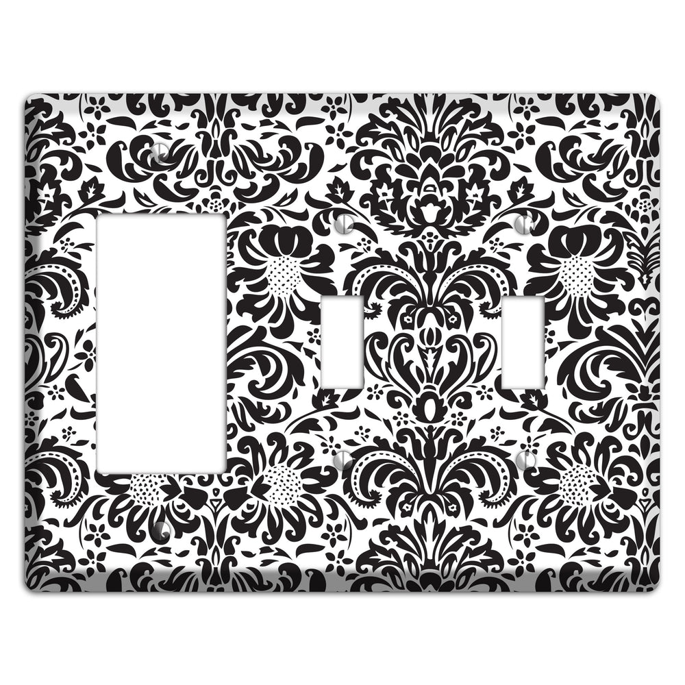 White with Black Toile Rocker / 2 Toggle Wallplate