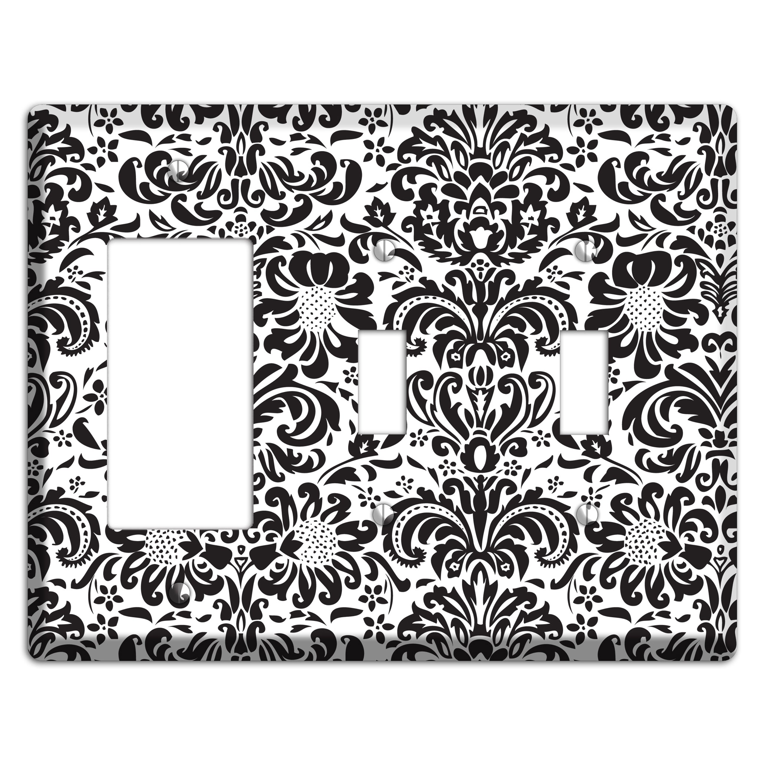 White with Black Toile Rocker / 2 Toggle Wallplate