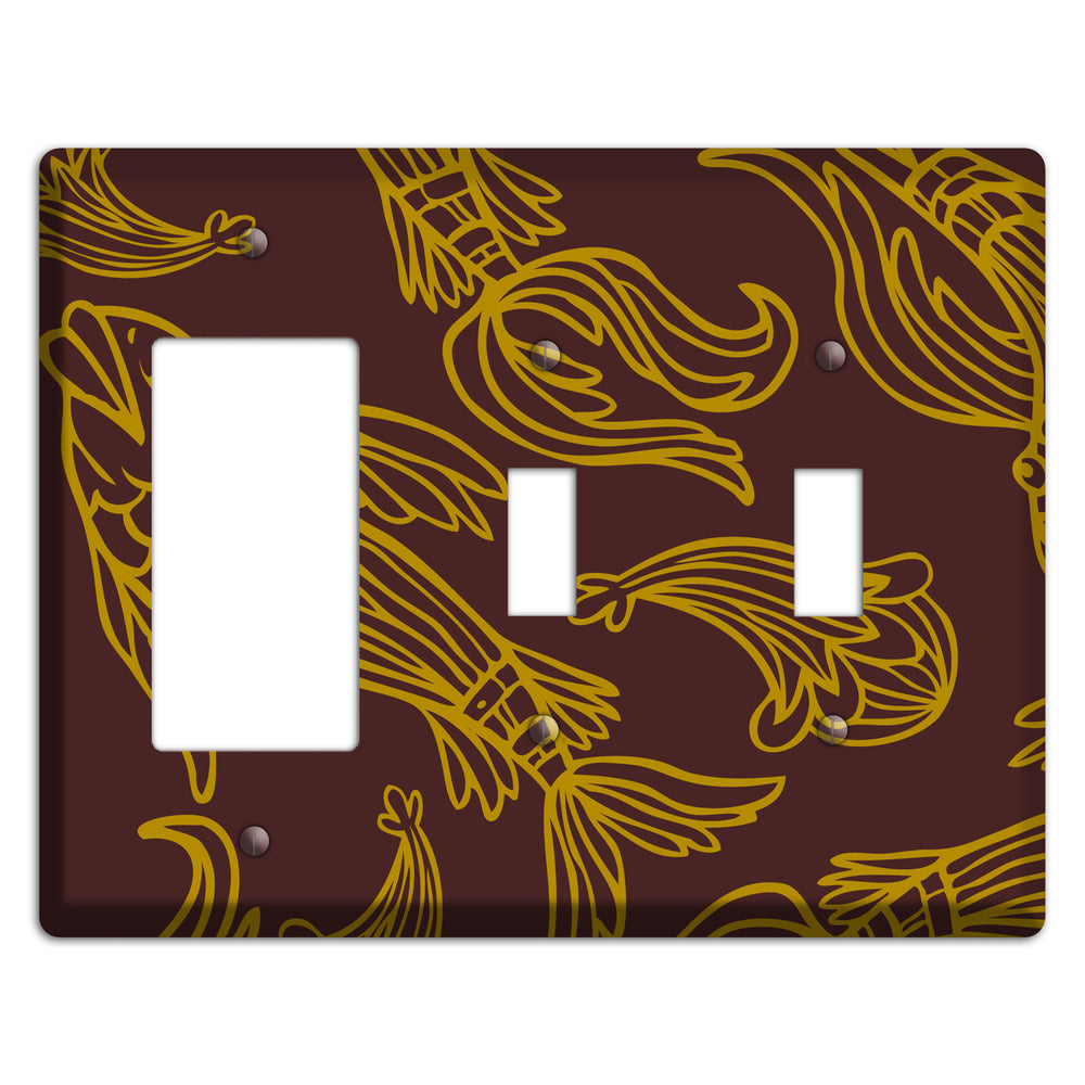 Brown and Beige Koi Rocker / 2 Toggle Wallplate