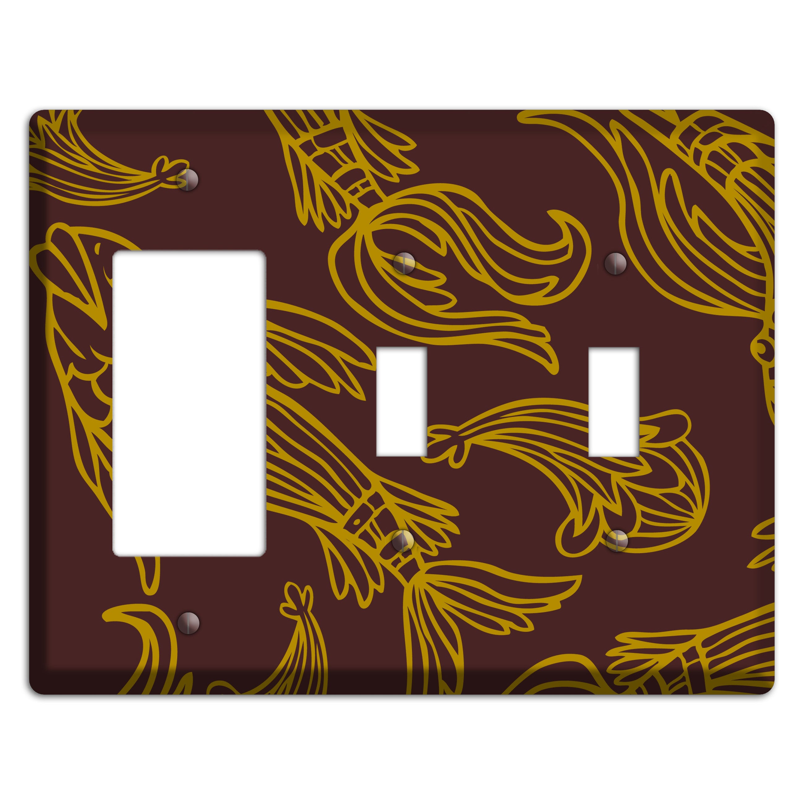 Brown and Beige Koi Rocker / 2 Toggle Wallplate