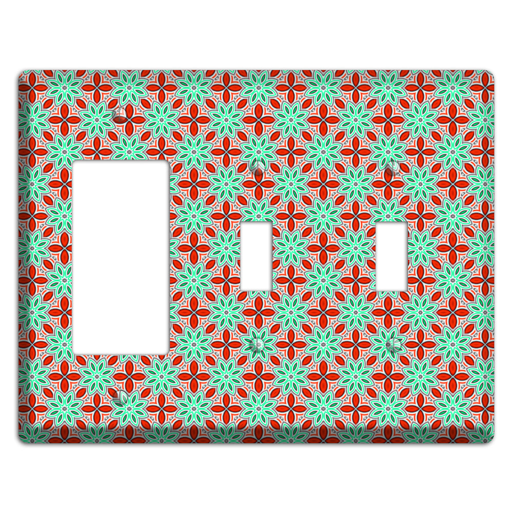 Green and Red Foulard Rocker / 2 Toggle Wallplate