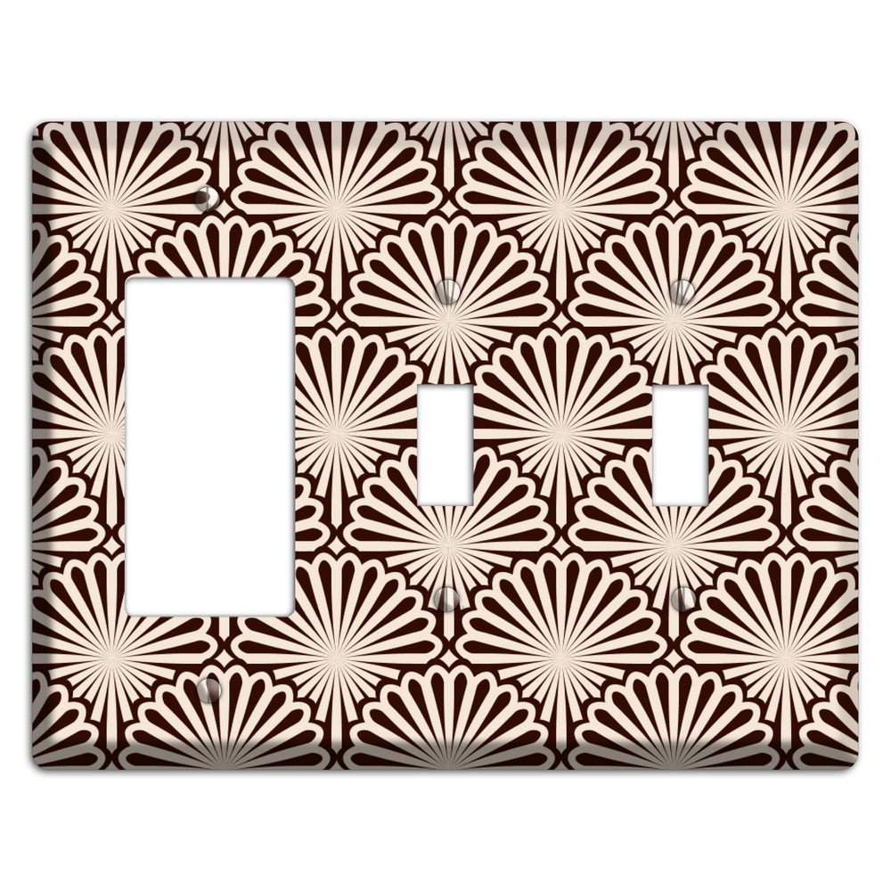 Black and White Deco Scallop Fans Rocker / 2 Toggle Wallplate