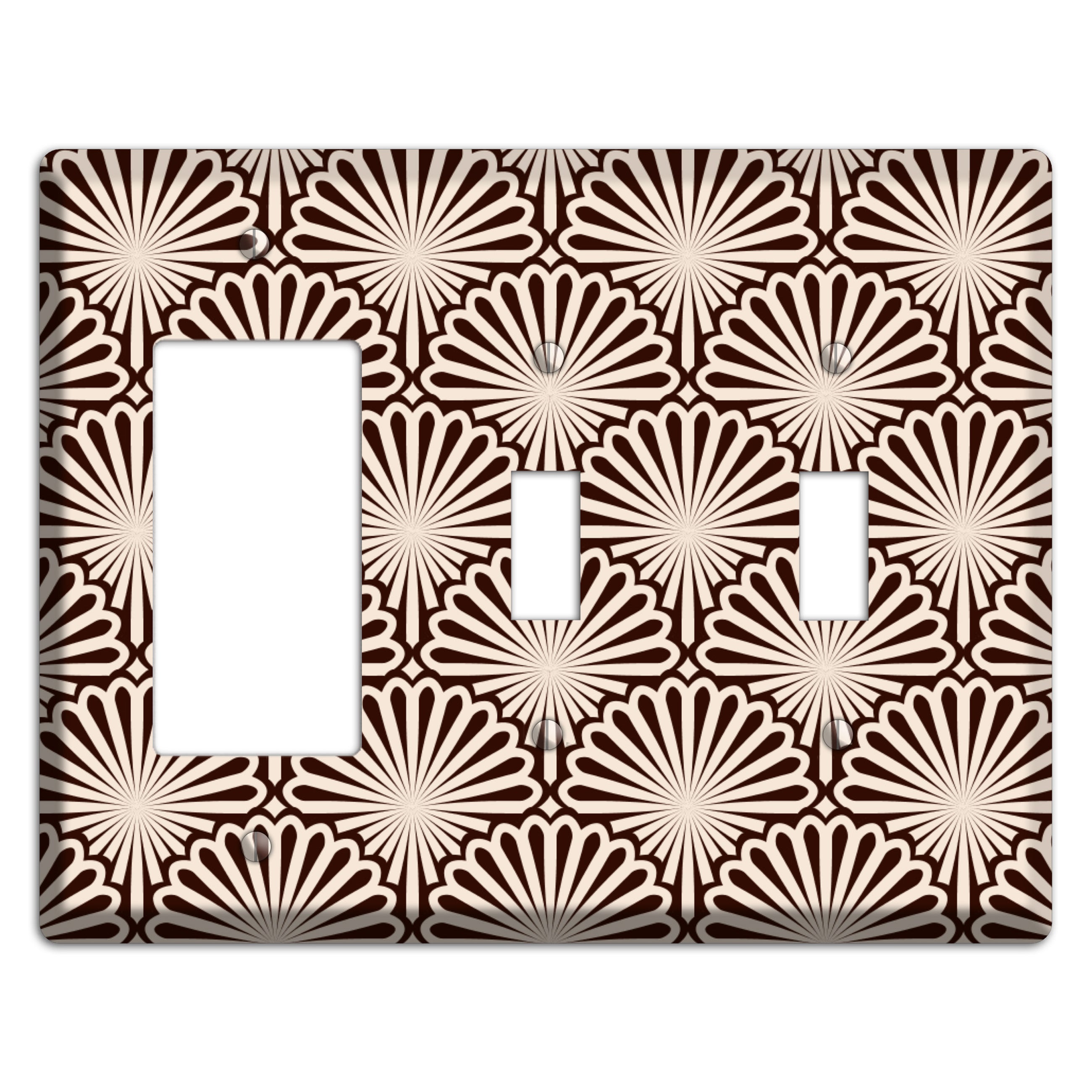 Black and White Deco Scallop Fans Rocker / 2 Toggle Wallplate