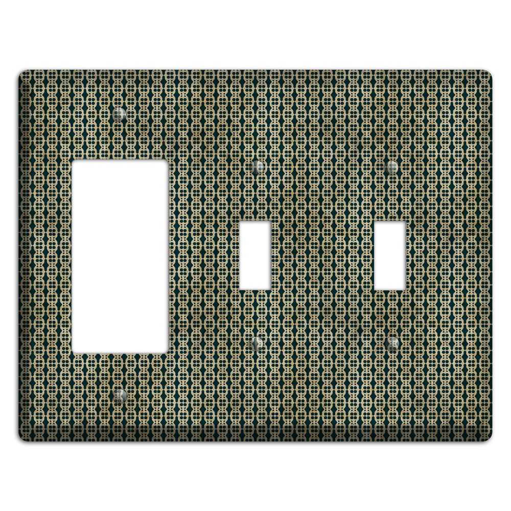 Dark Green Grunge Tiny Tiled Tapestry 3 Rocker / 2 Toggle Wallplate