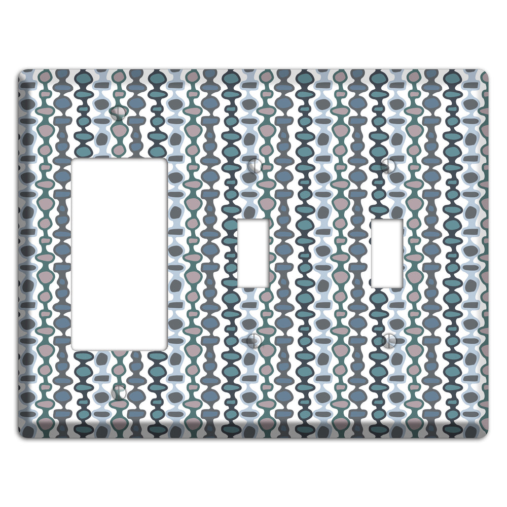 Grey and Multi Blue Bead and Reel Rocker / 2 Toggle Wallplate