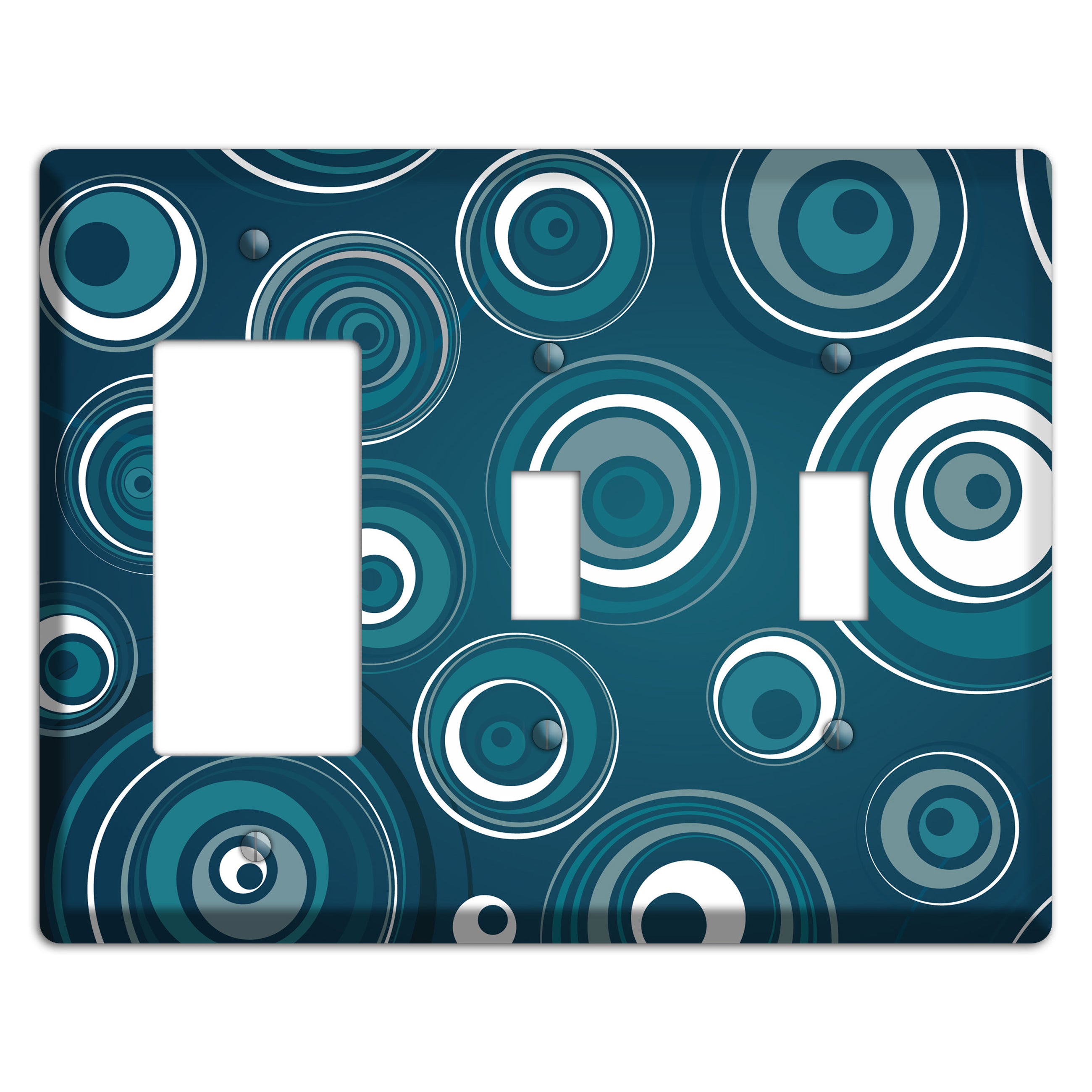 Blue Circles Rocker / 2 Toggle Wallplate