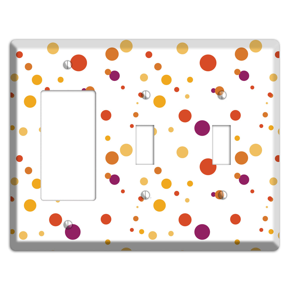 White with Multi Red and Umber Small Dots Rocker / 2 Toggle Wallplate