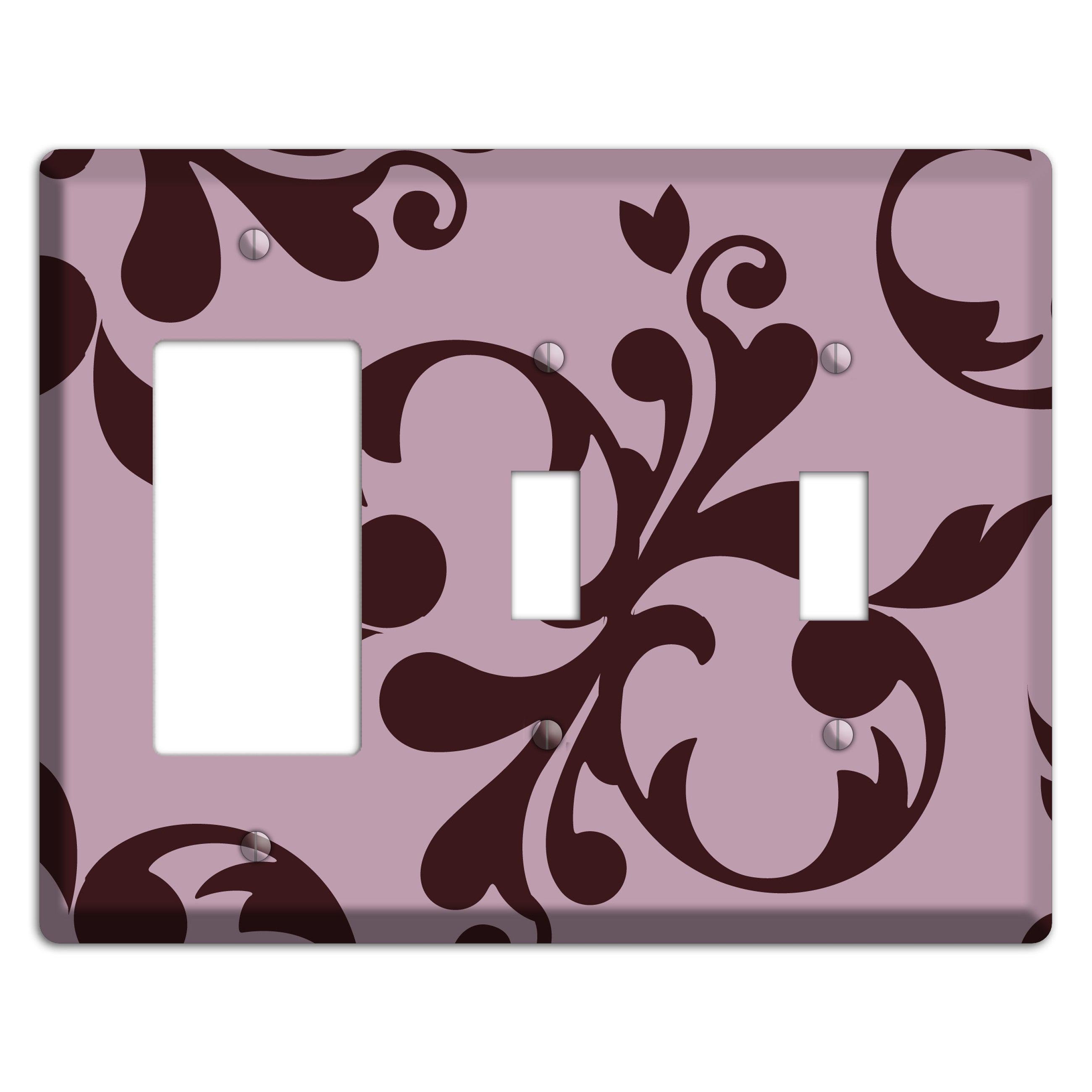 Dusty Rose and Burgundy Toile Rocker / 2 Toggle Wallplate