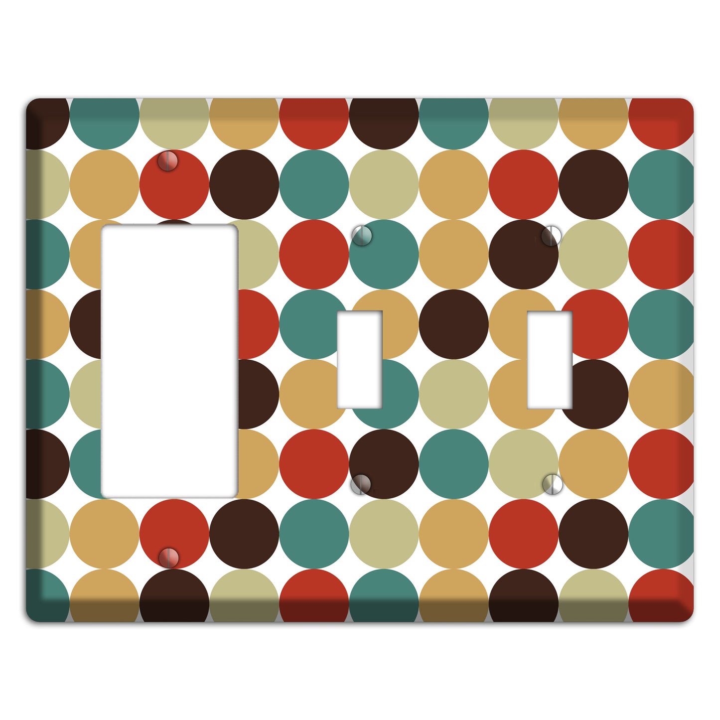 Brown Jade Beige Maroon Tiled Dots Rocker / 2 Toggle Wallplate