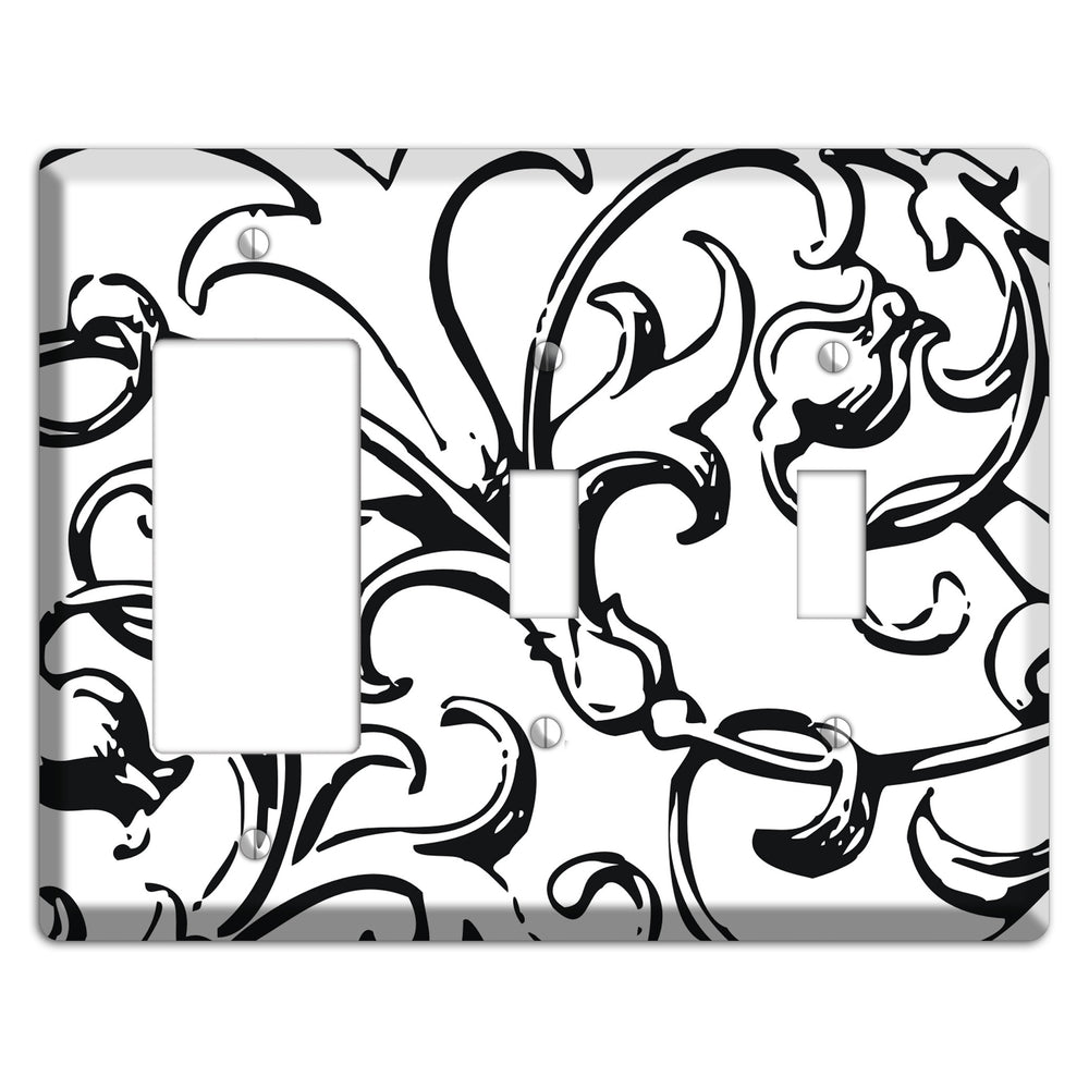 Victorian Black and White Rocker / 2 Toggle Wallplate
