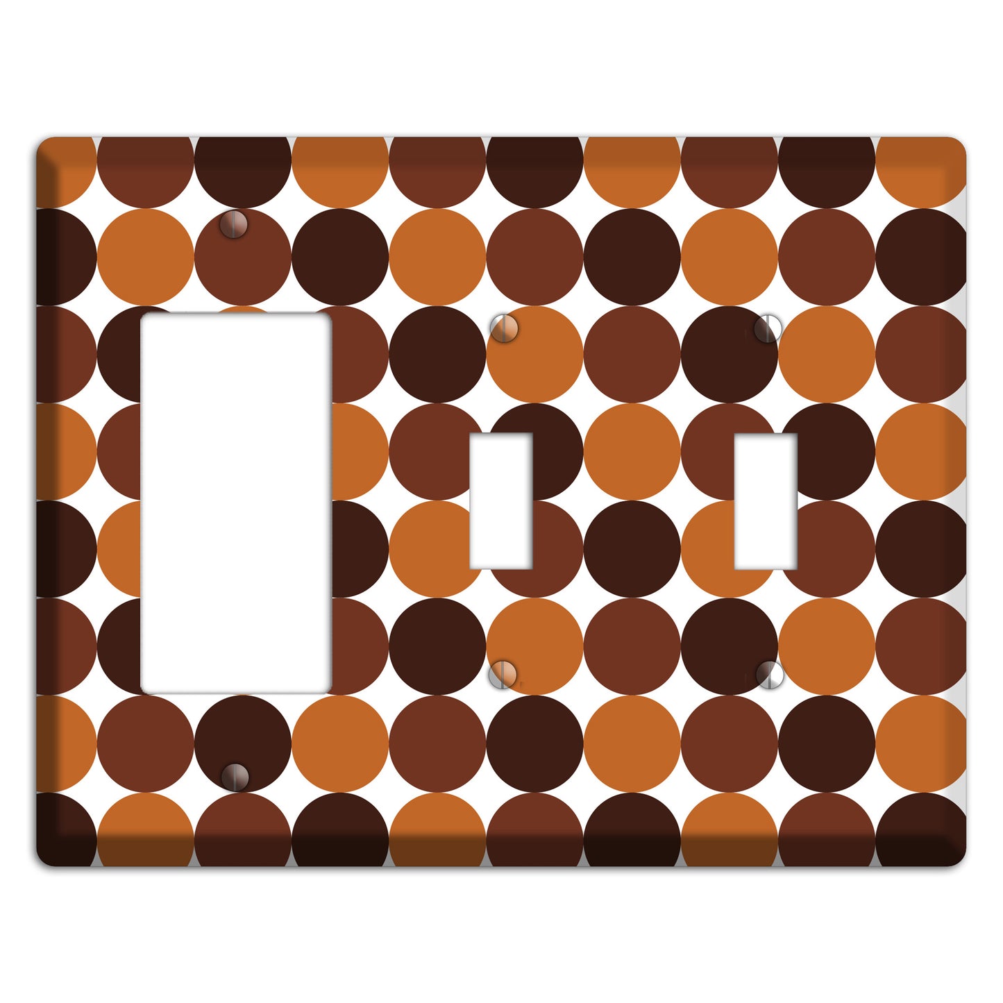 Multi Brown Tiled Dots Rocker / 2 Toggle Wallplate