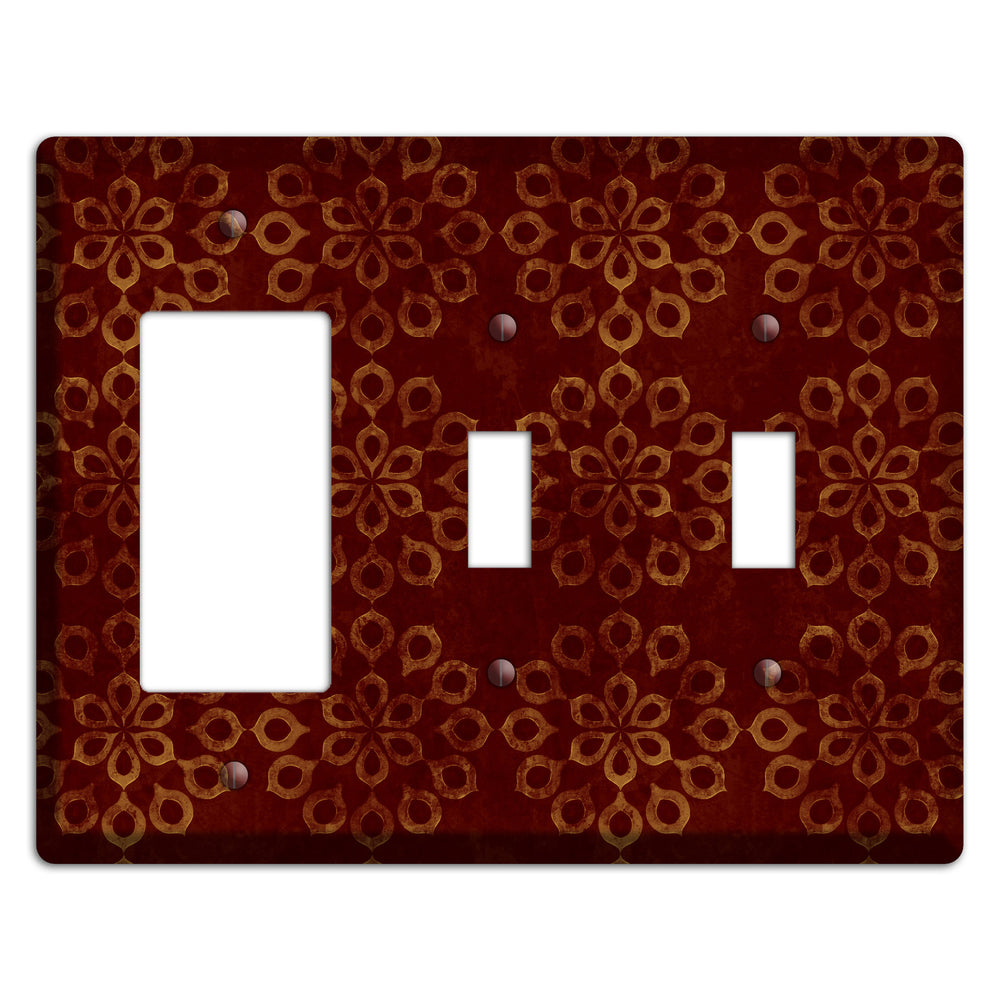 Maroon Grunge Suzani Rocker / 2 Toggle Wallplate