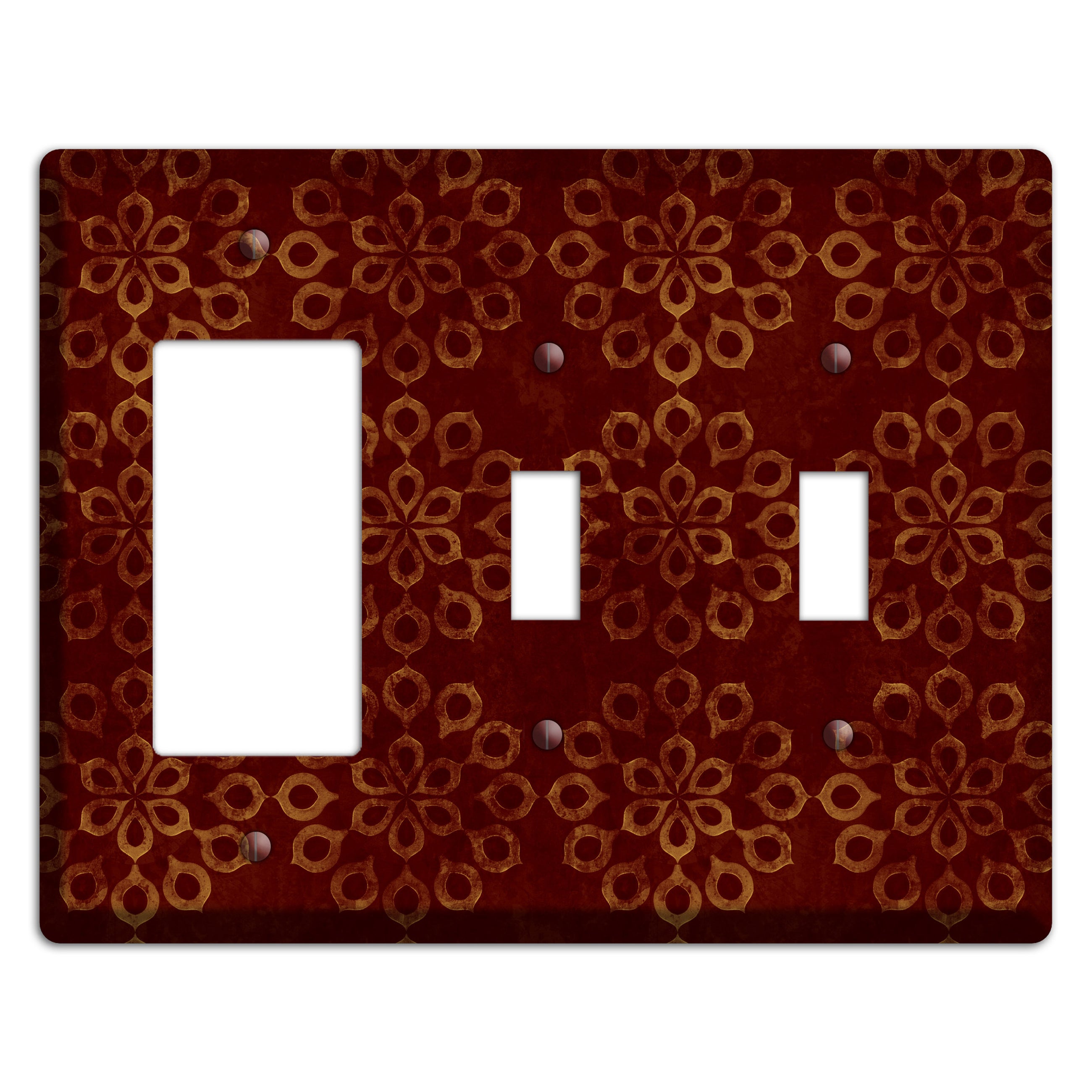 Maroon Grunge Suzani Rocker / 2 Toggle Wallplate