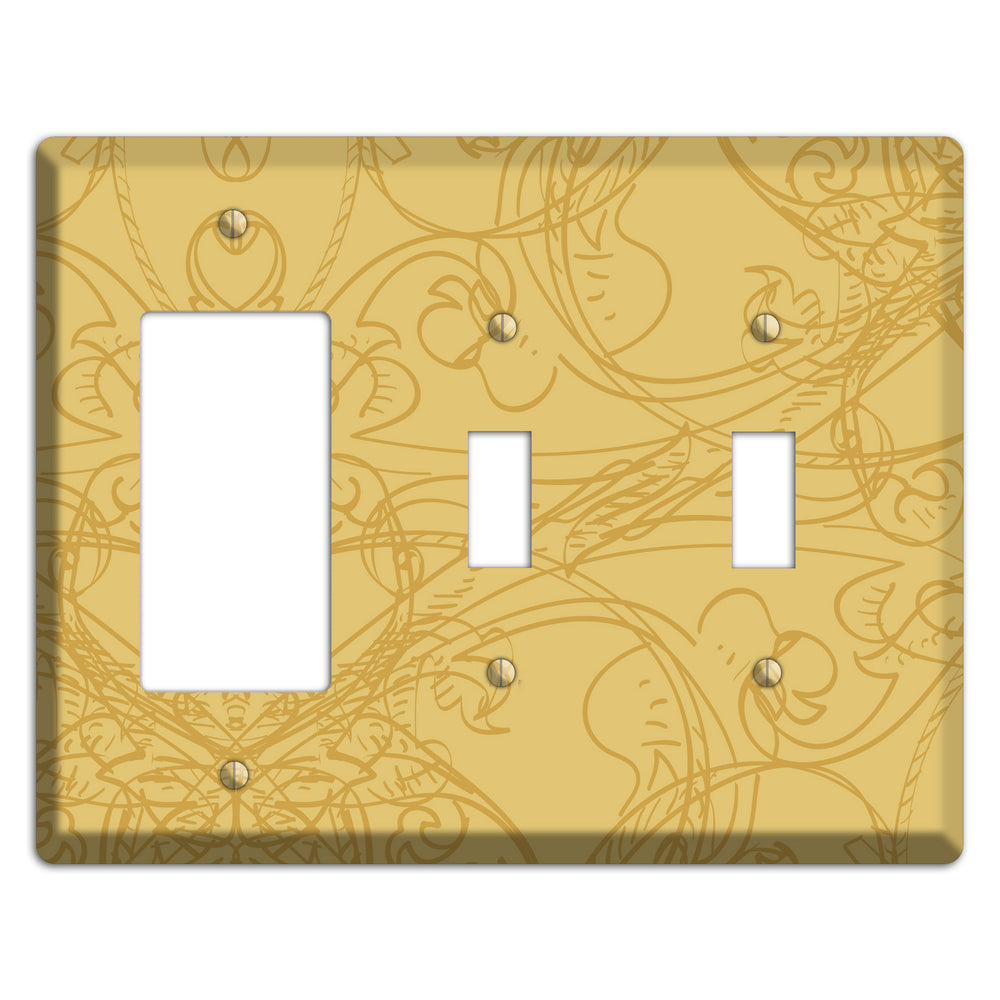 Beige Deco Sketch Rocker / 2 Toggle Wallplate