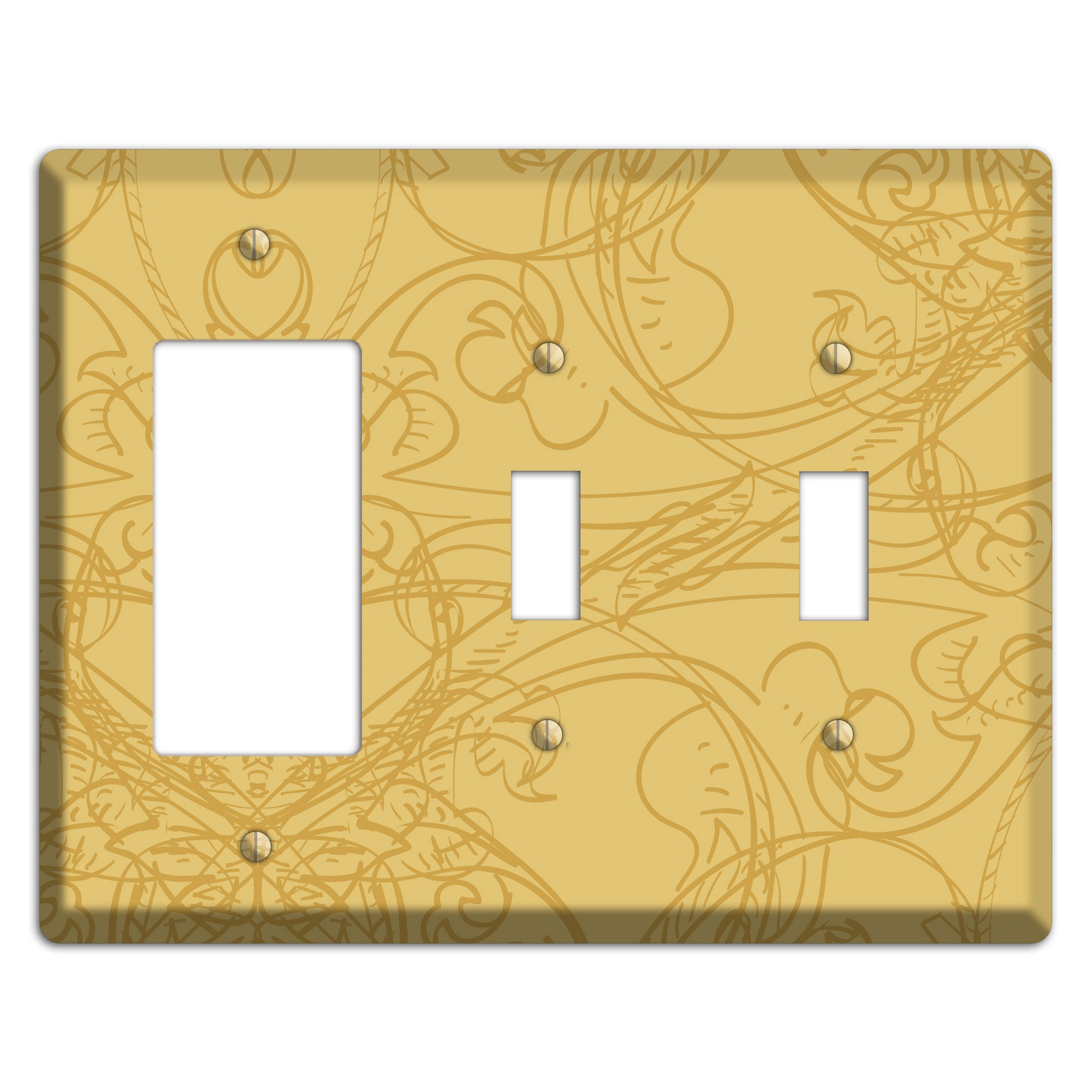 Beige Deco Sketch Rocker / 2 Toggle Wallplate