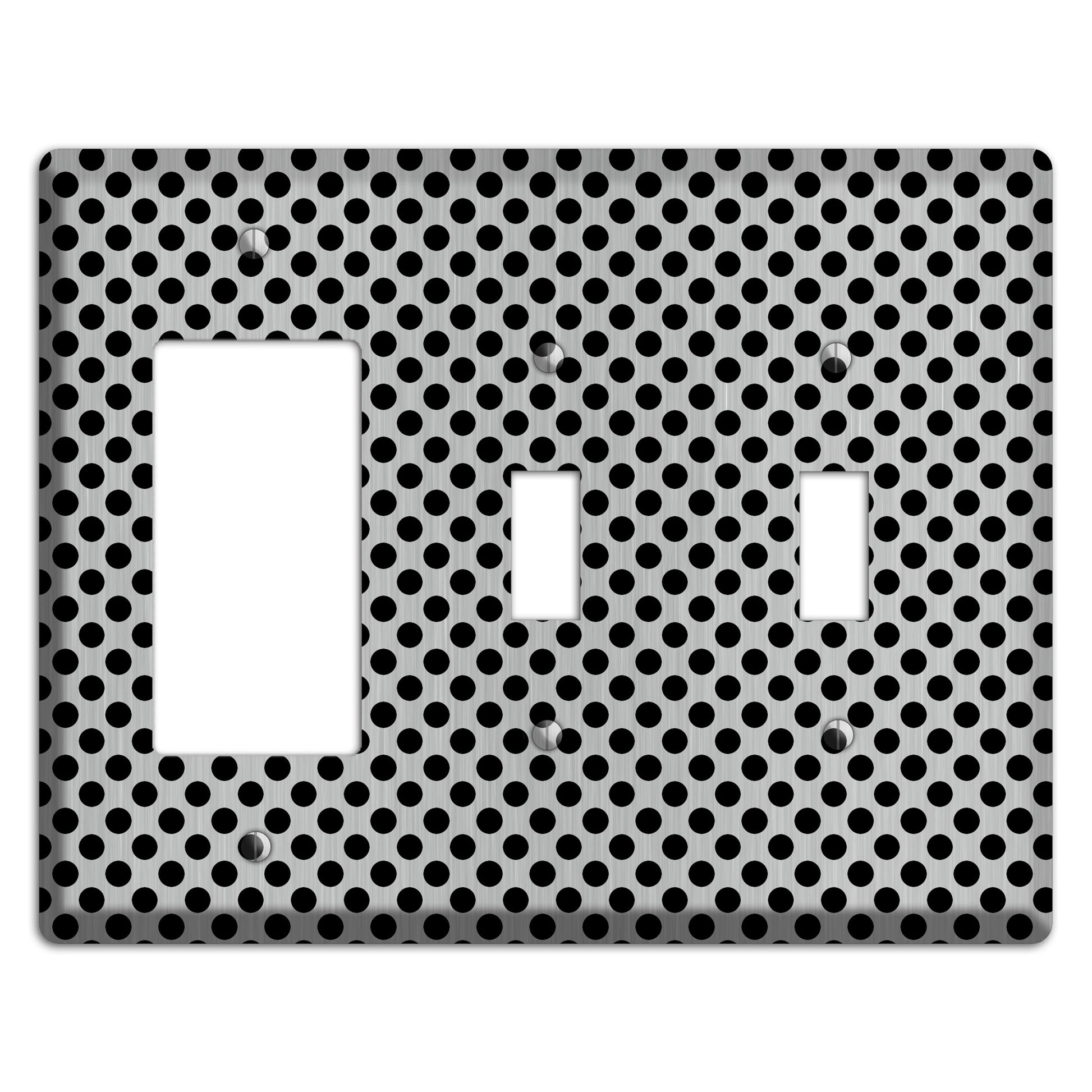 Packed Small Polka Dots Stainless Rocker / 2 Toggle Wallplate