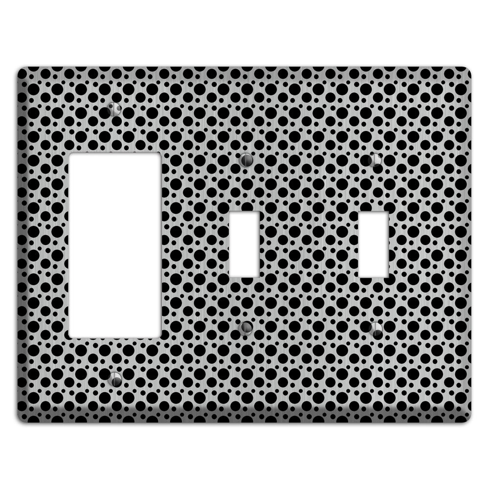 Small and Tiny Polka Dots Stainless Steel Rocker / 2 Toggle Wallplate