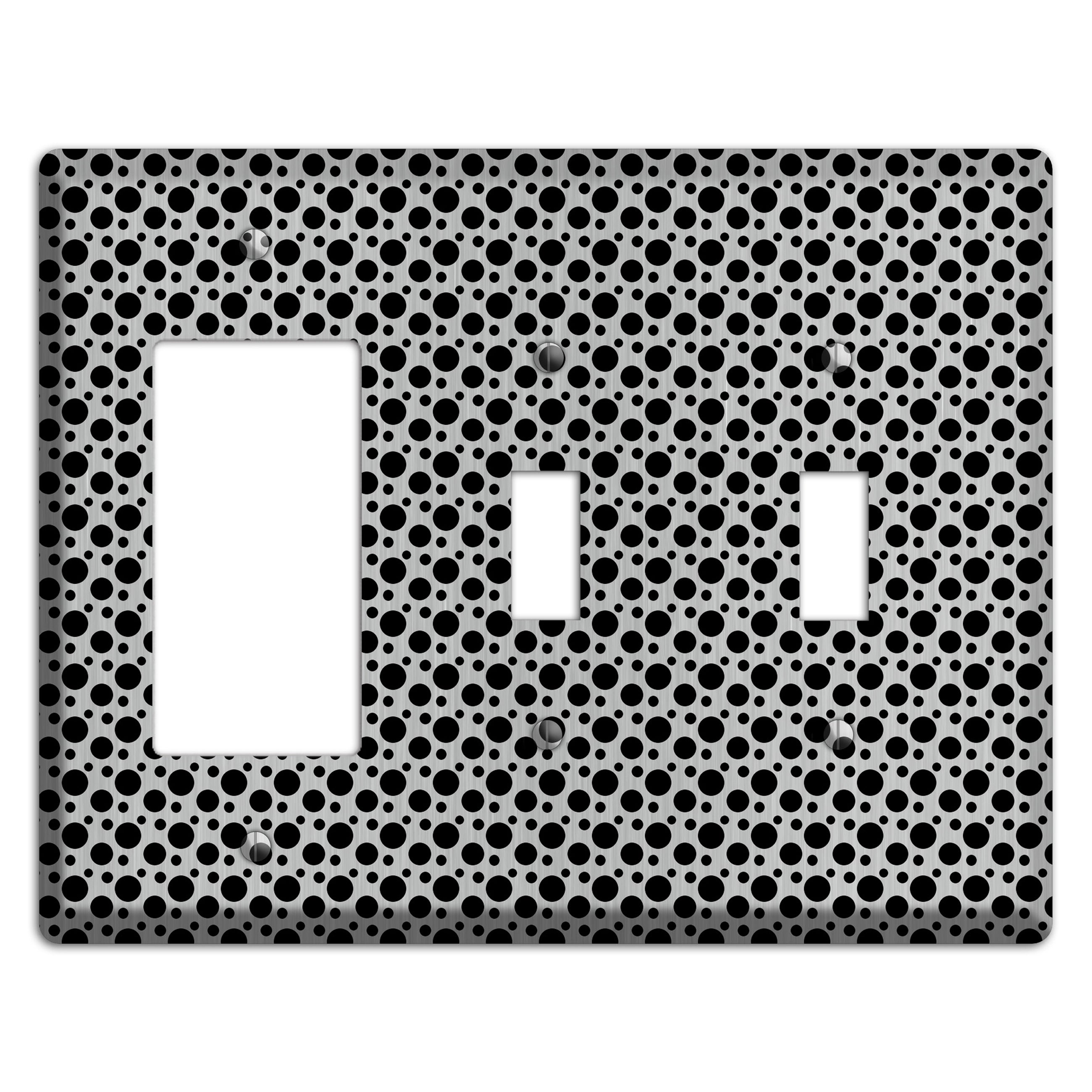 Small and Tiny Polka Dots Stainless Rocker / 2 Toggle Wallplate