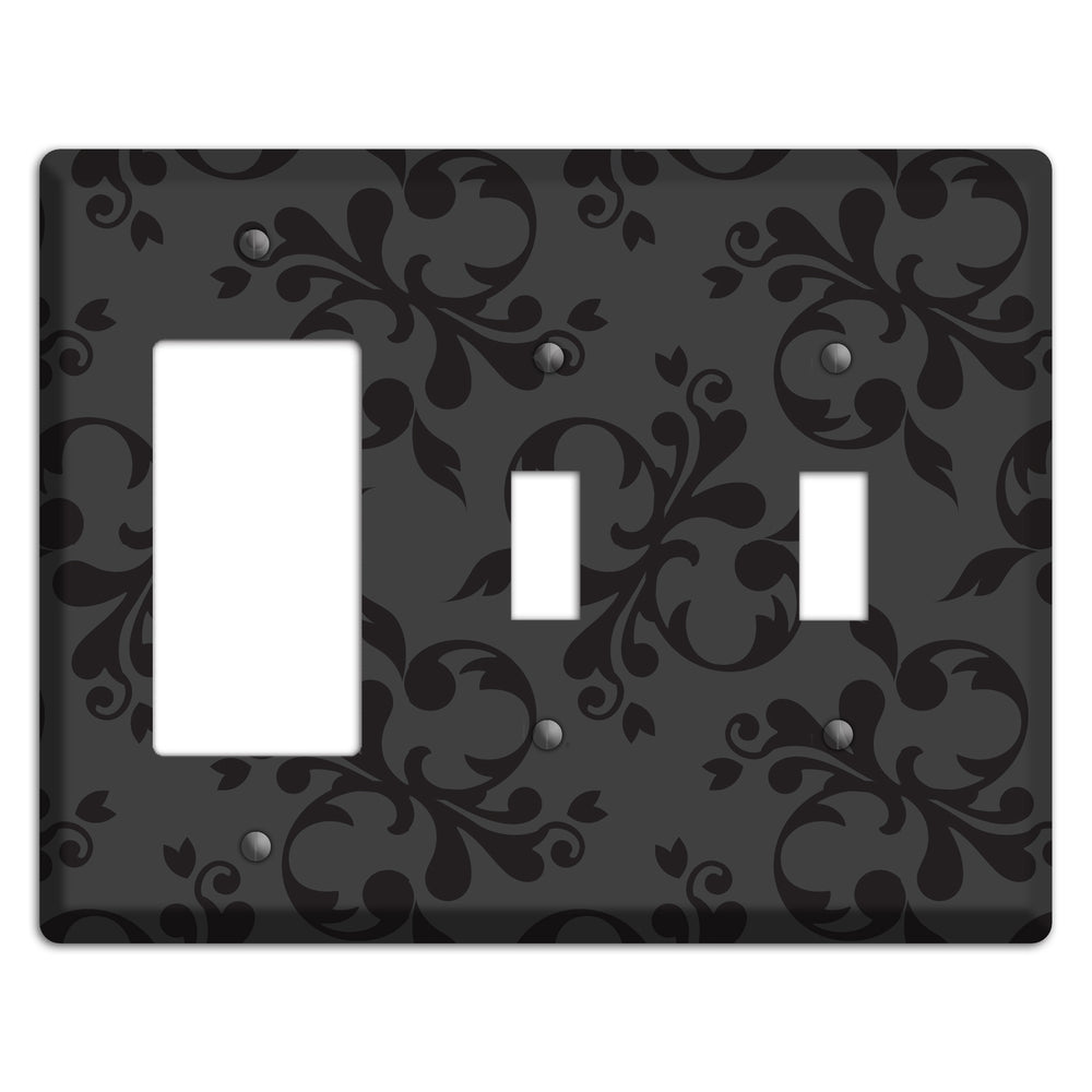 Grey Victorian Toile Rocker / 2 Toggle Wallplate