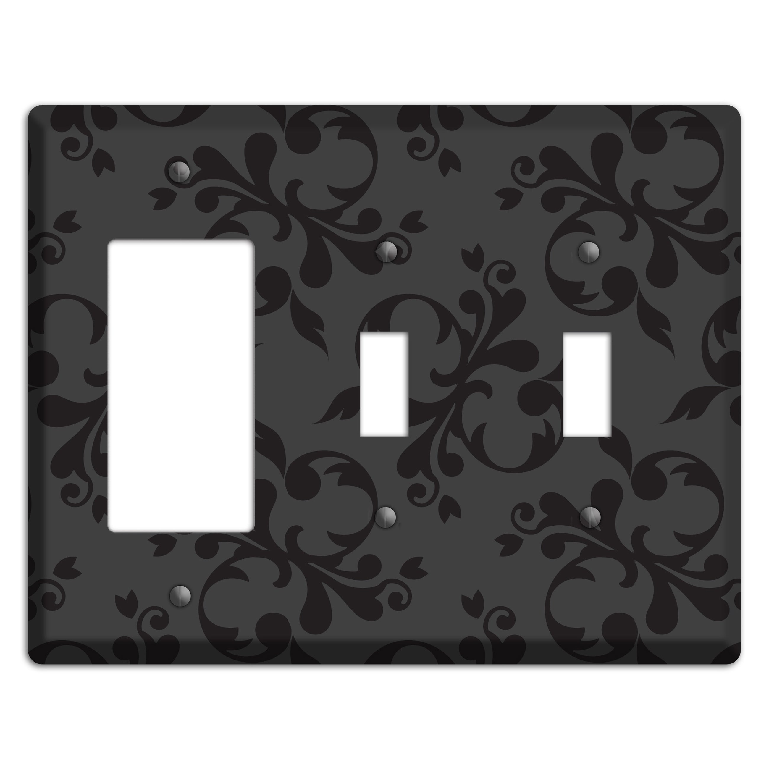 Grey Victorian Toile Rocker / 2 Toggle Wallplate