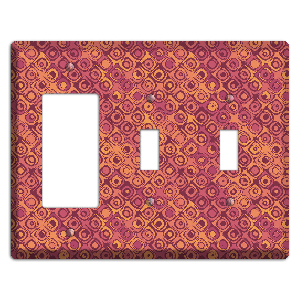 Coral Grunge Retro Circles Rocker / 2 Toggle Wallplate
