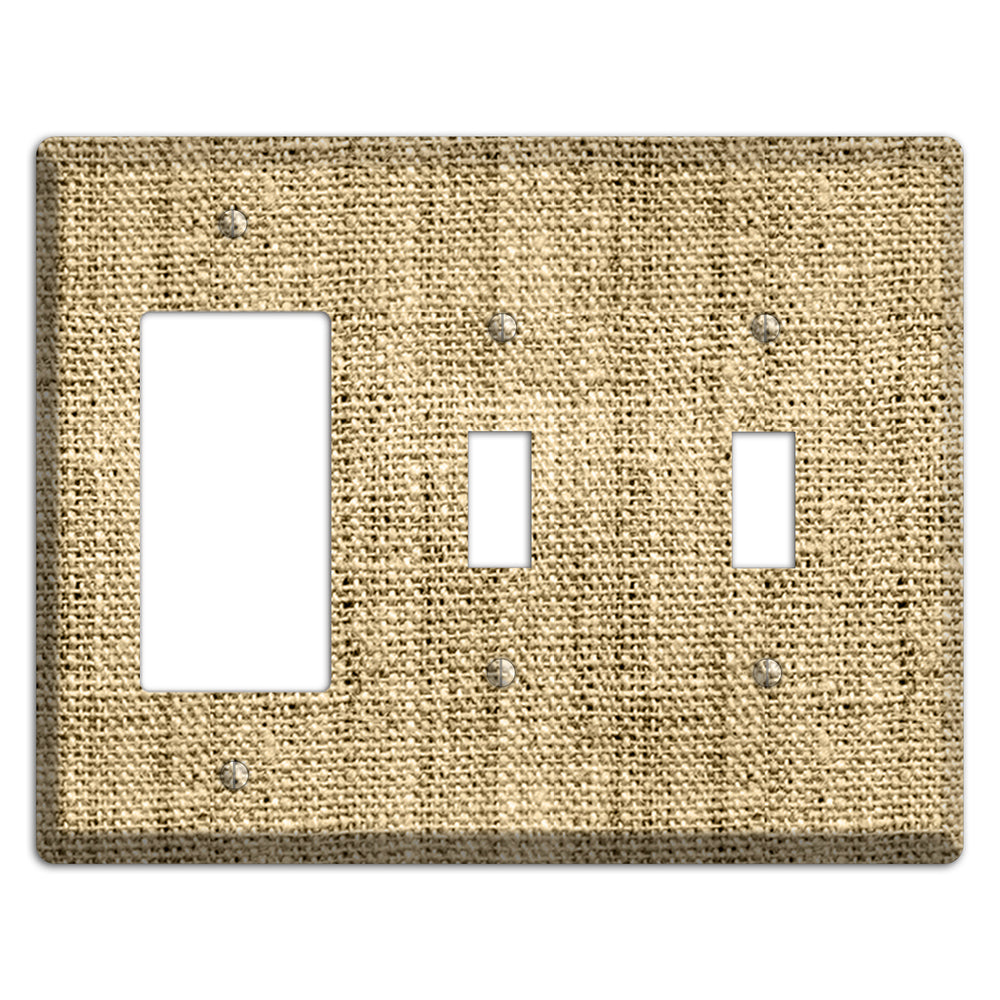 Indian Khaki Burlap Rocker / 2 Toggle Wallplate
