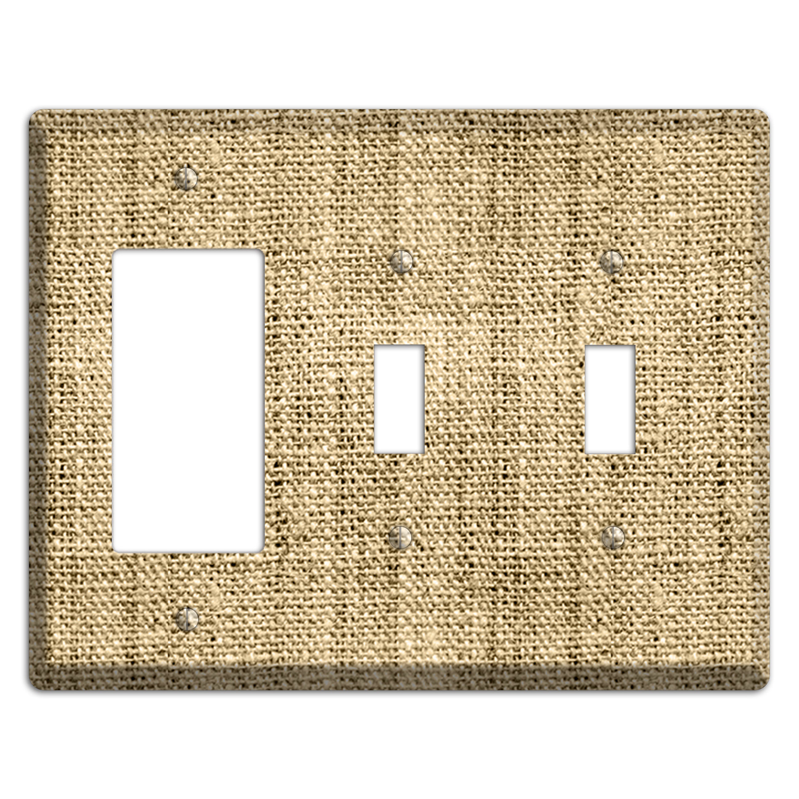 Indian Khaki Burlap Rocker / 2 Toggle Wallplate