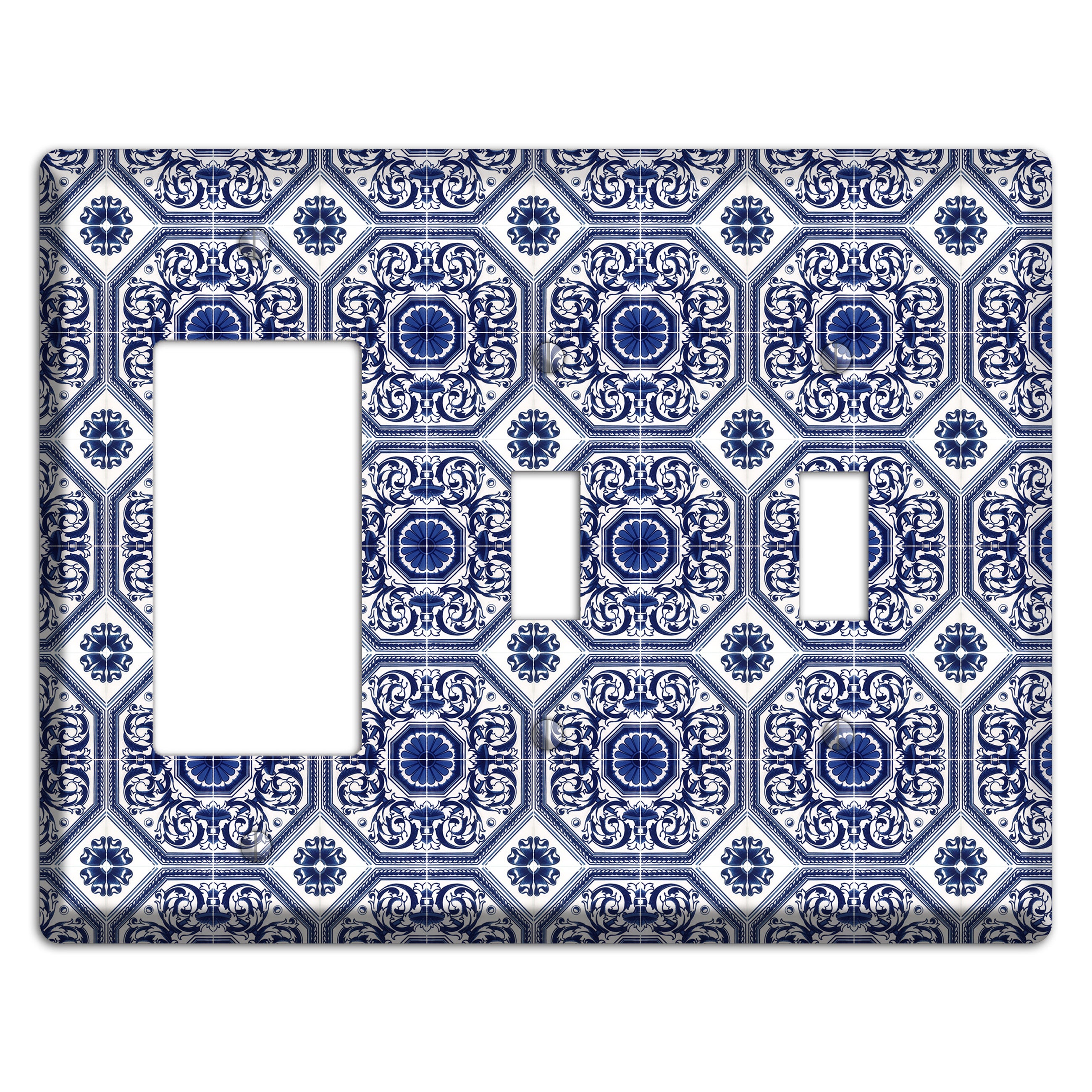 Tavira Tiles 1 Rocker / 2 Toggle Wallplate