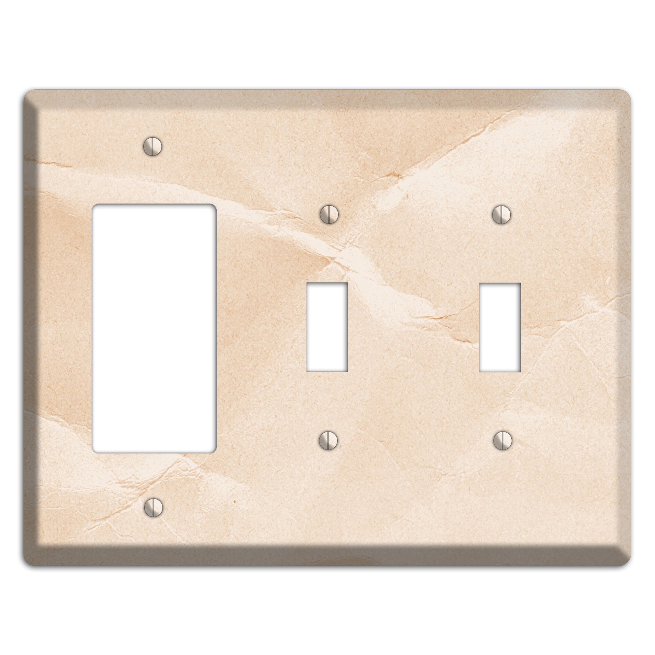 Almond Neutral Texture Rocker / 2 Toggle Wallplate