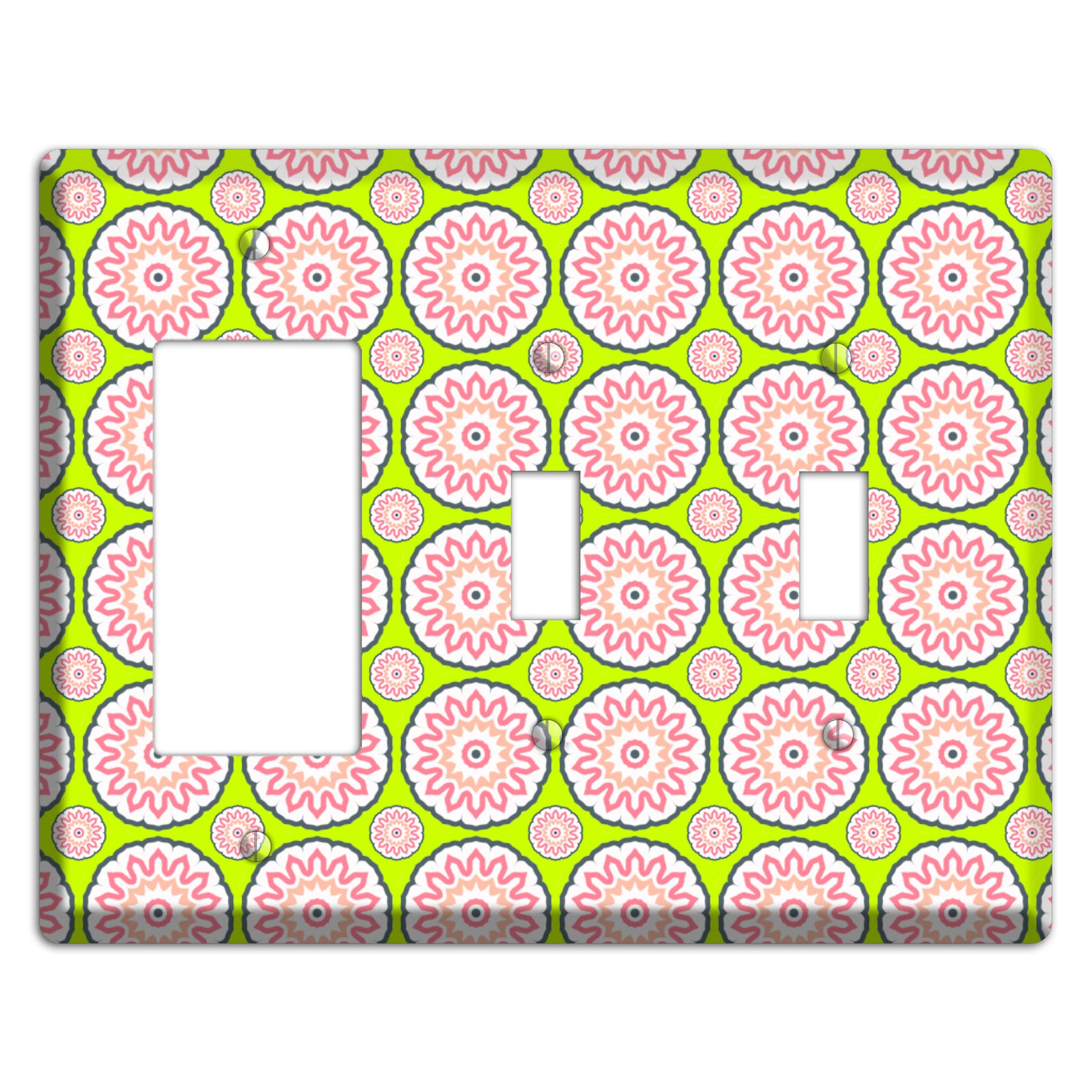 Green with Tiled Suzani Rocker / 2 Toggle Wallplate