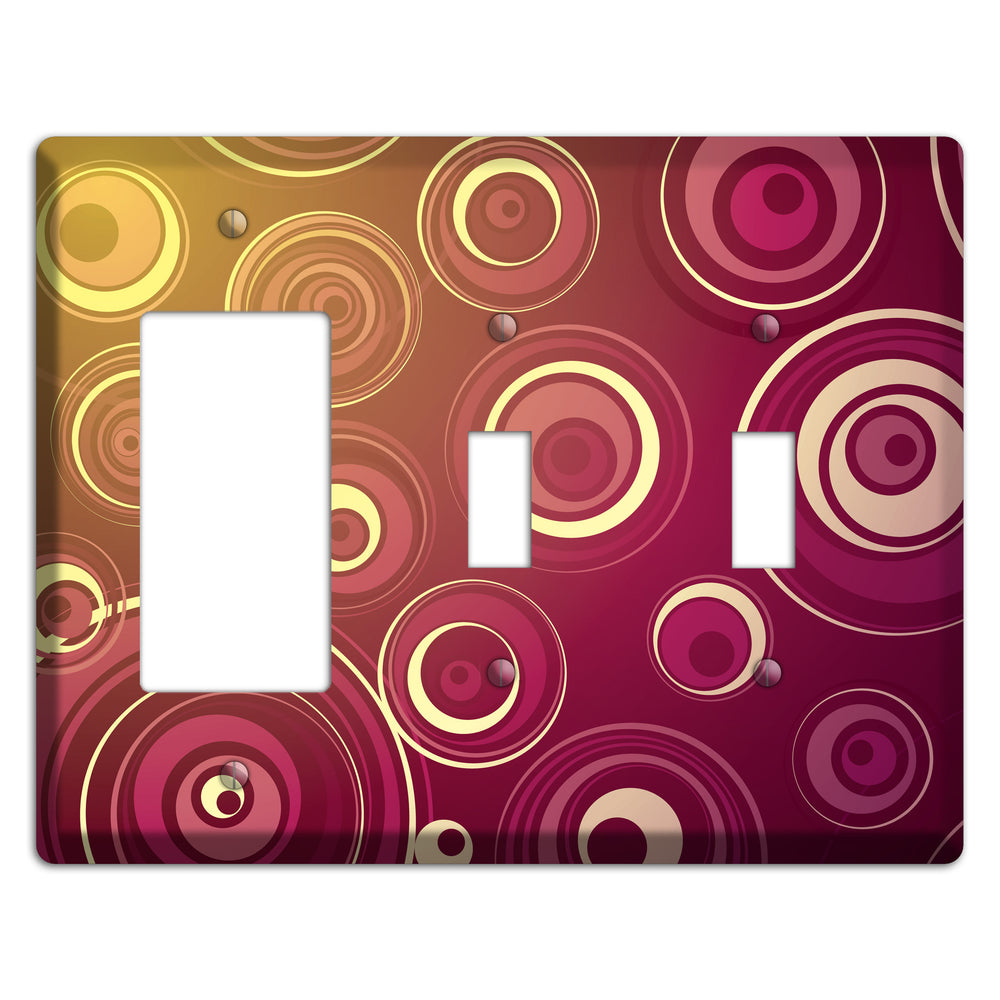 Maroon and Yellow Circles Rocker / 2 Toggle Wallplate