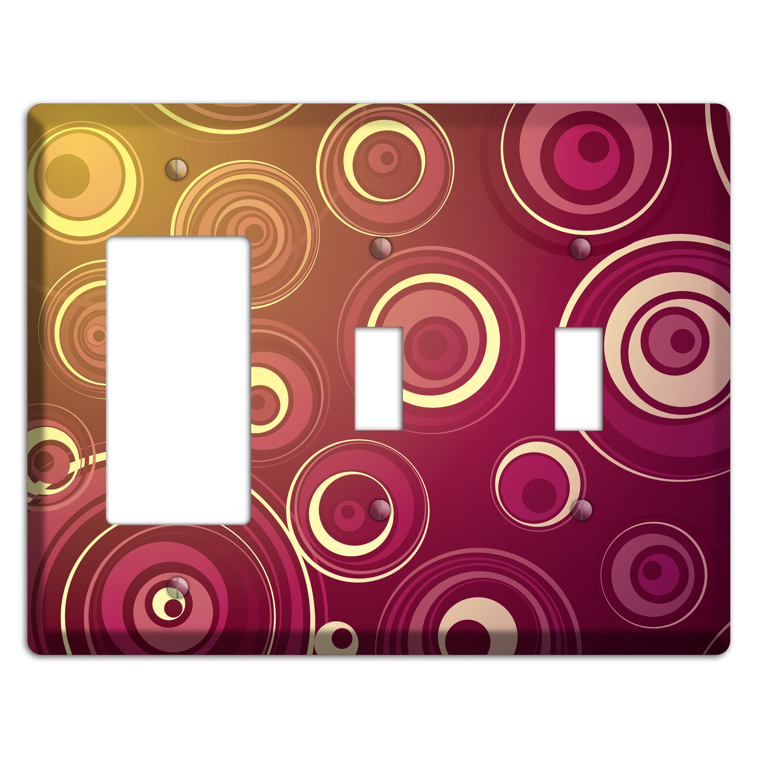 Maroon and Yellow Circles Rocker / 2 Toggle Wallplate