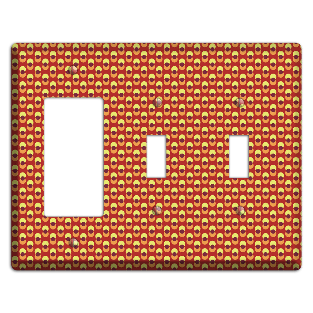 Red Overlain Dots Rocker / 2 Toggle Wallplate
