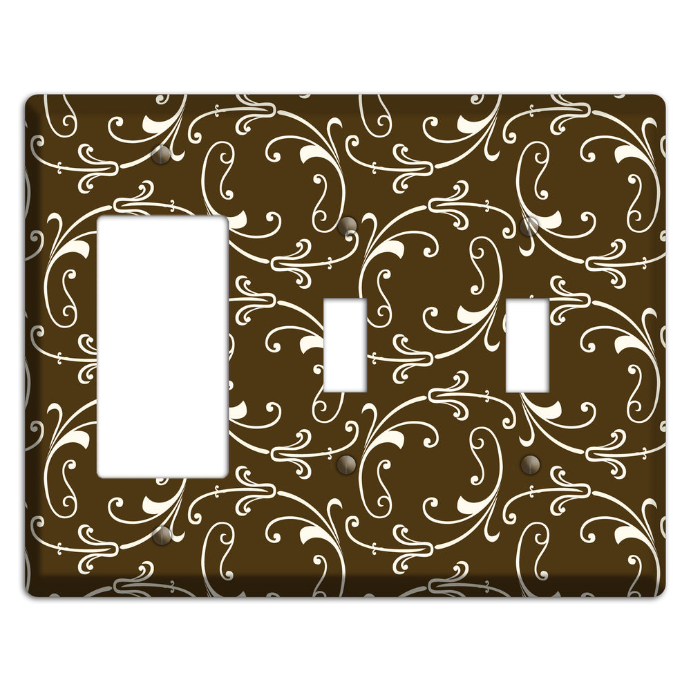Brown Victorian Sprig Rocker / 2 Toggle Wallplate