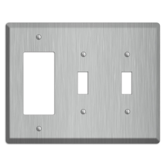 Brushed Stainless Steel Rocker / 2 Toggle Wallplate