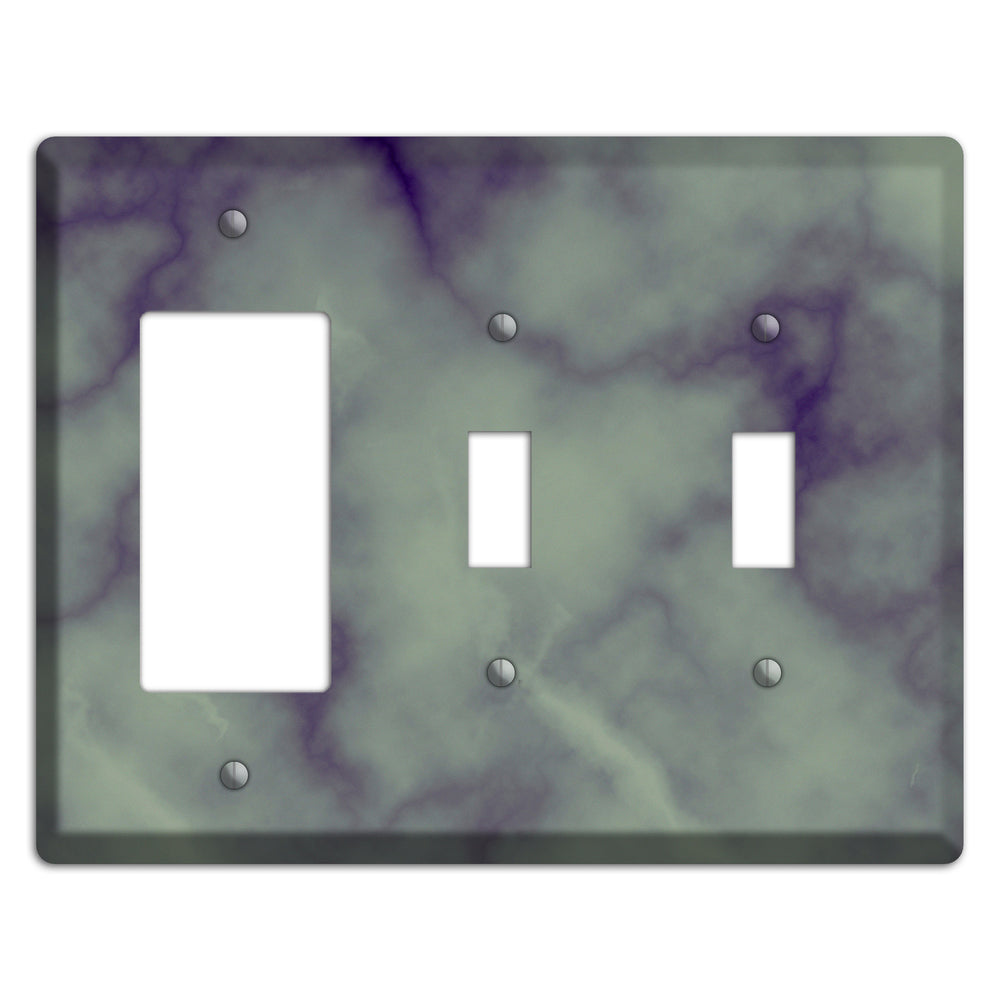 Mid Gray Marble Rocker / 2 Toggle Wallplate