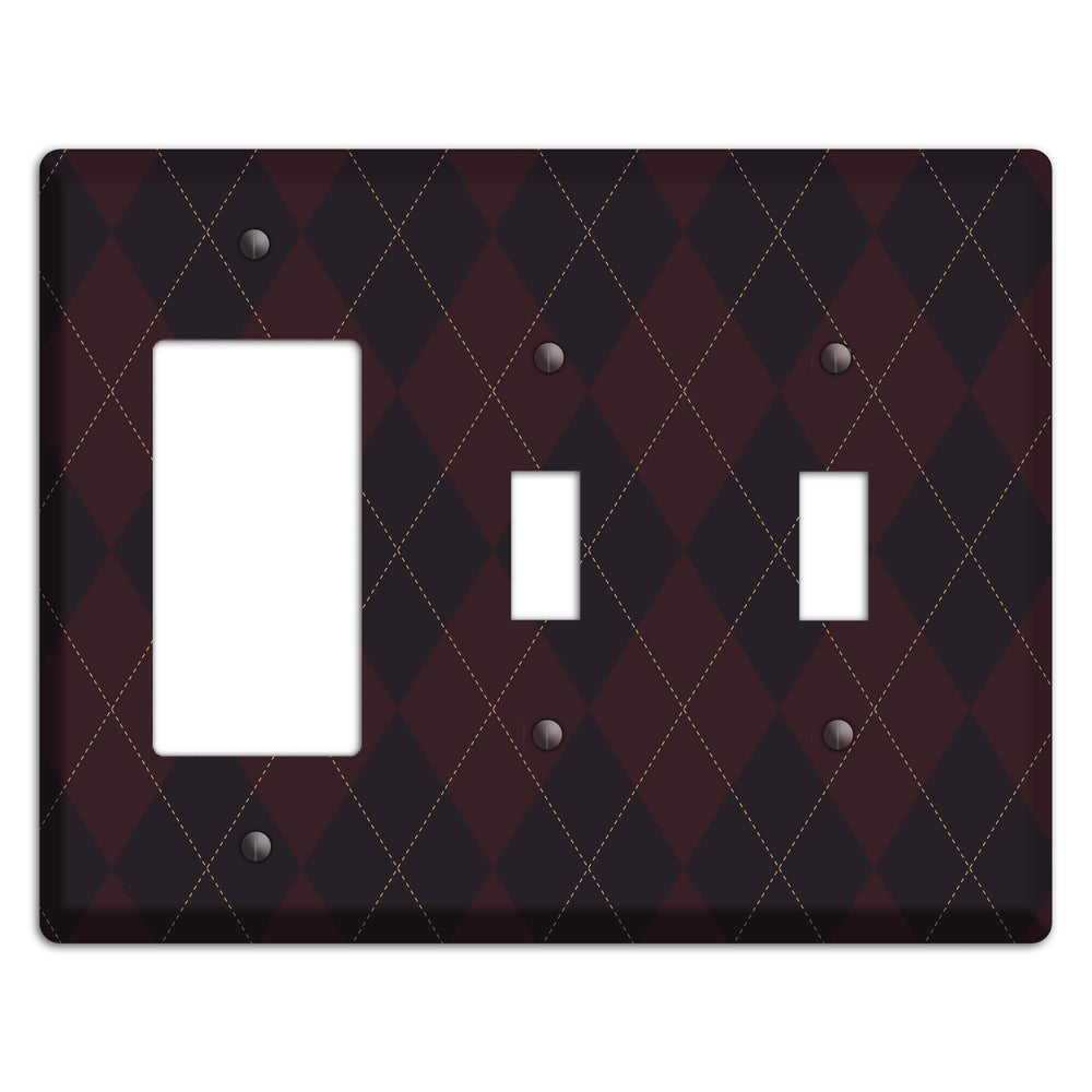 Black Argyle Rocker / 2 Toggle Wallplate