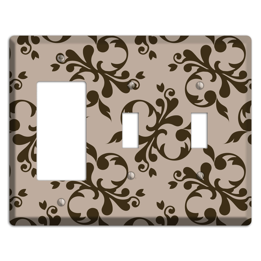 Beige Victorian Toile Rocker / 2 Toggle Wallplate
