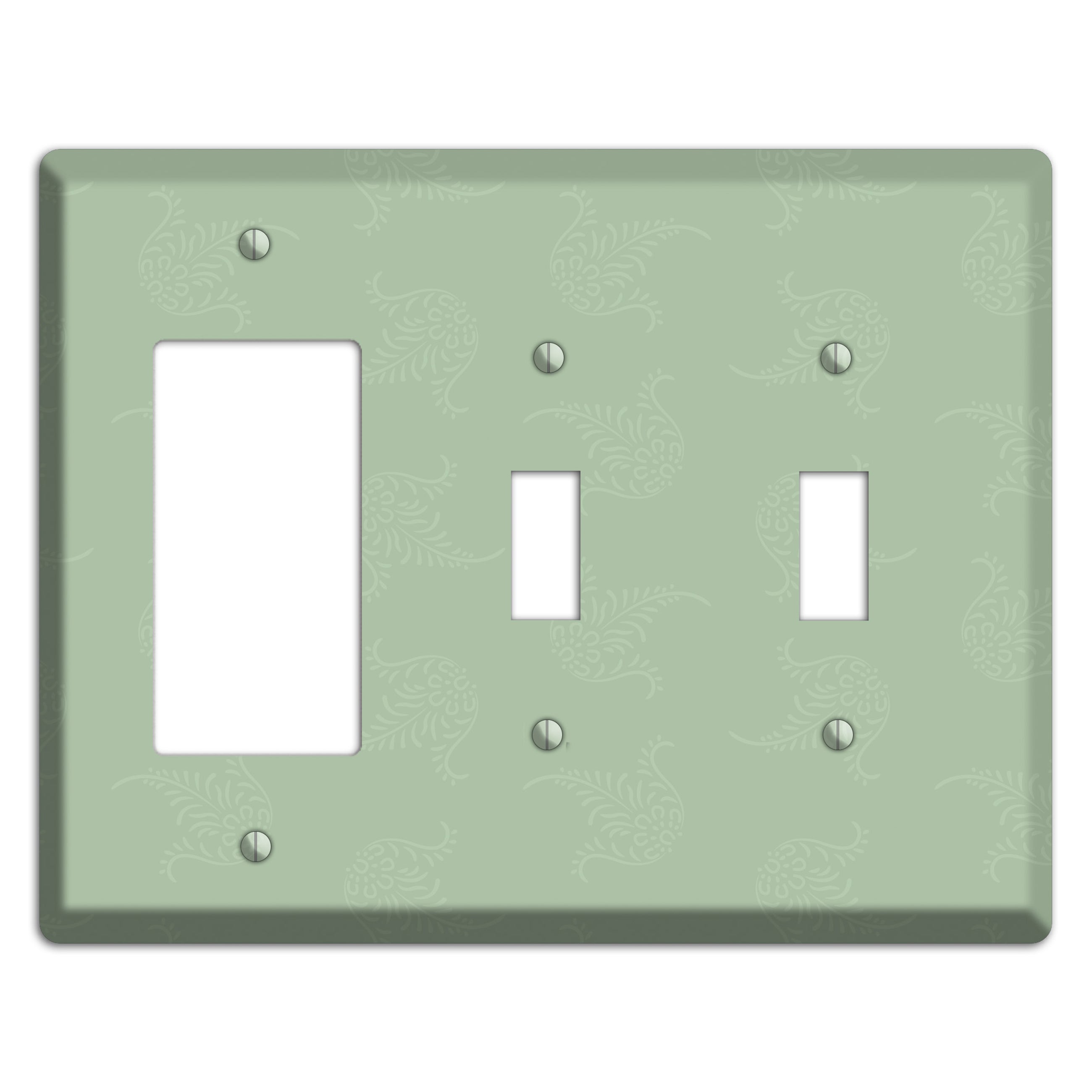 Sage Cartouche Rocker / 2 Toggle Wallplate