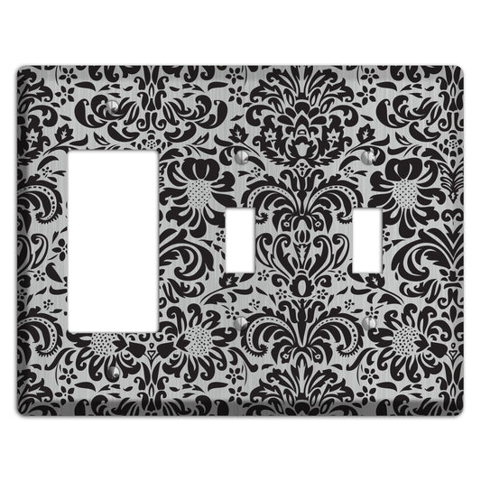 Black Toile  Stainless Rocker / 2 Toggle Wallplate