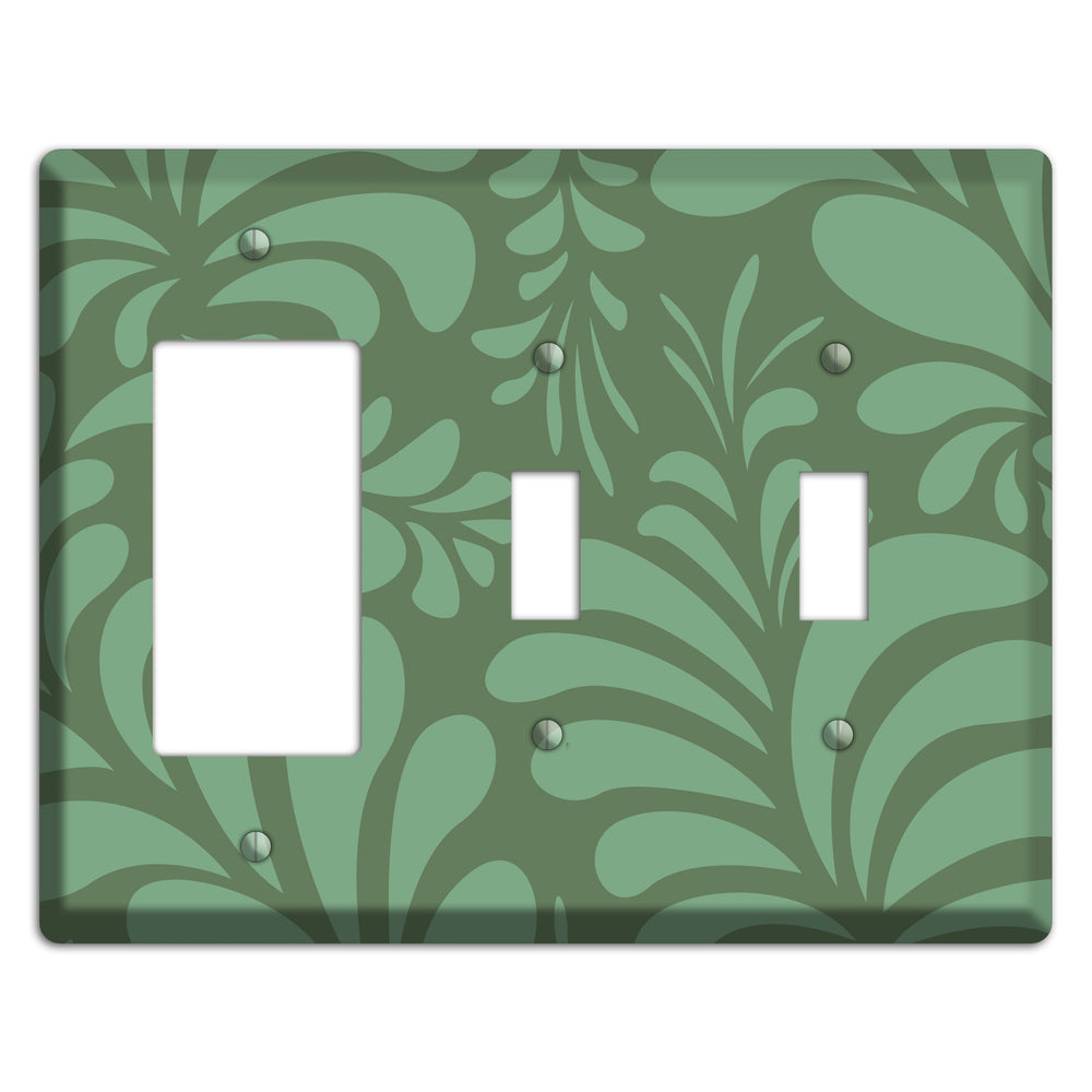 Green Herati Rocker / 2 Toggle Wallplate
