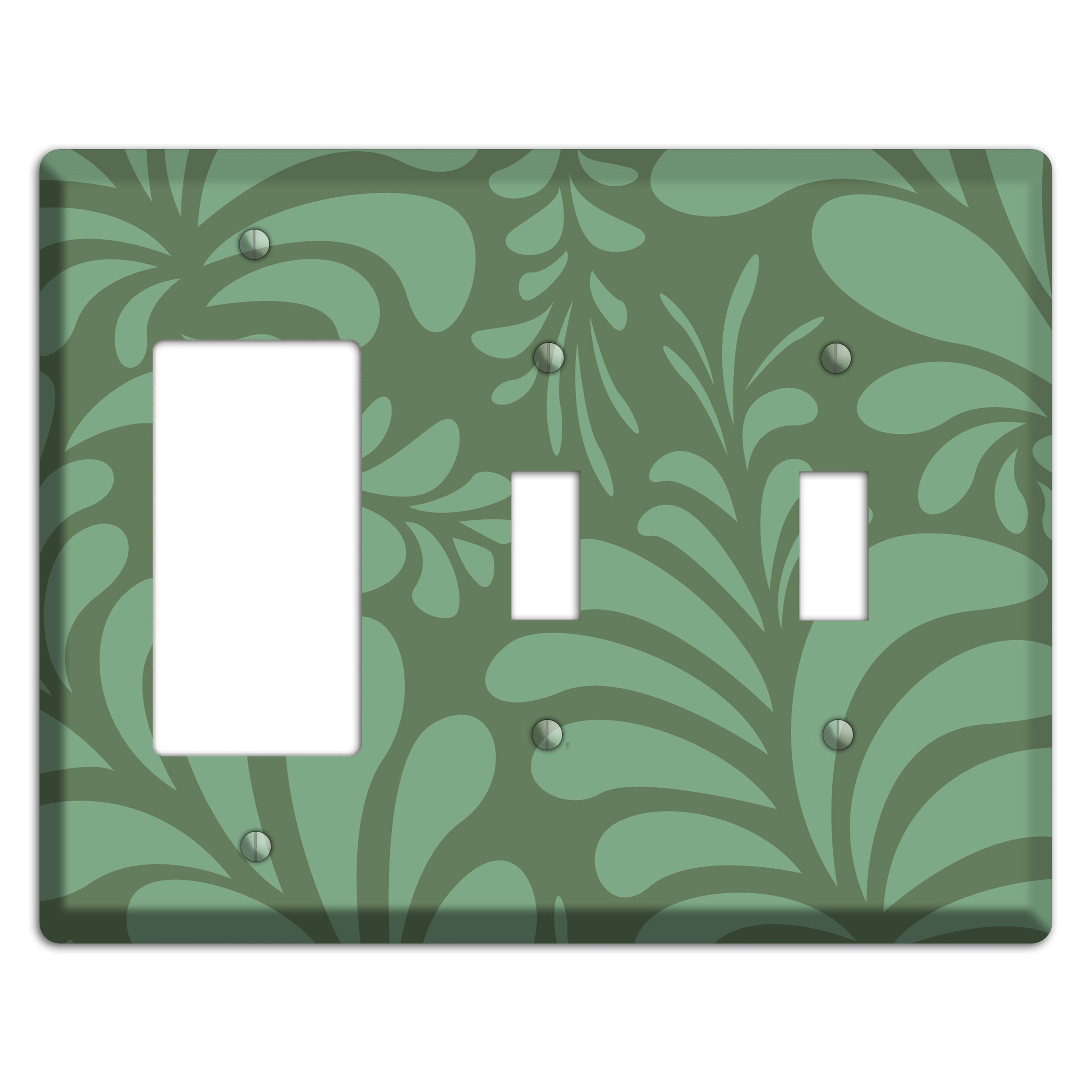 Green Herati Rocker / 2 Toggle Wallplate