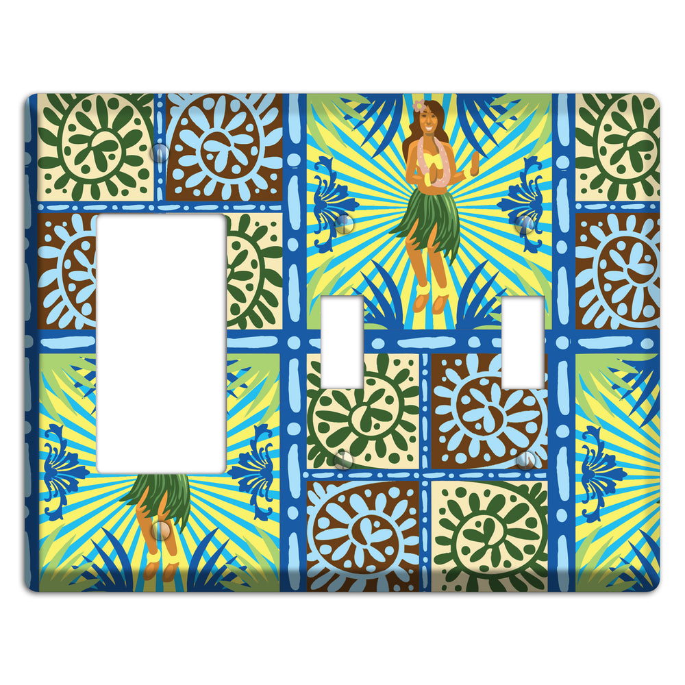 Blue and Green Hula Rocker / 2 Toggle Wallplate