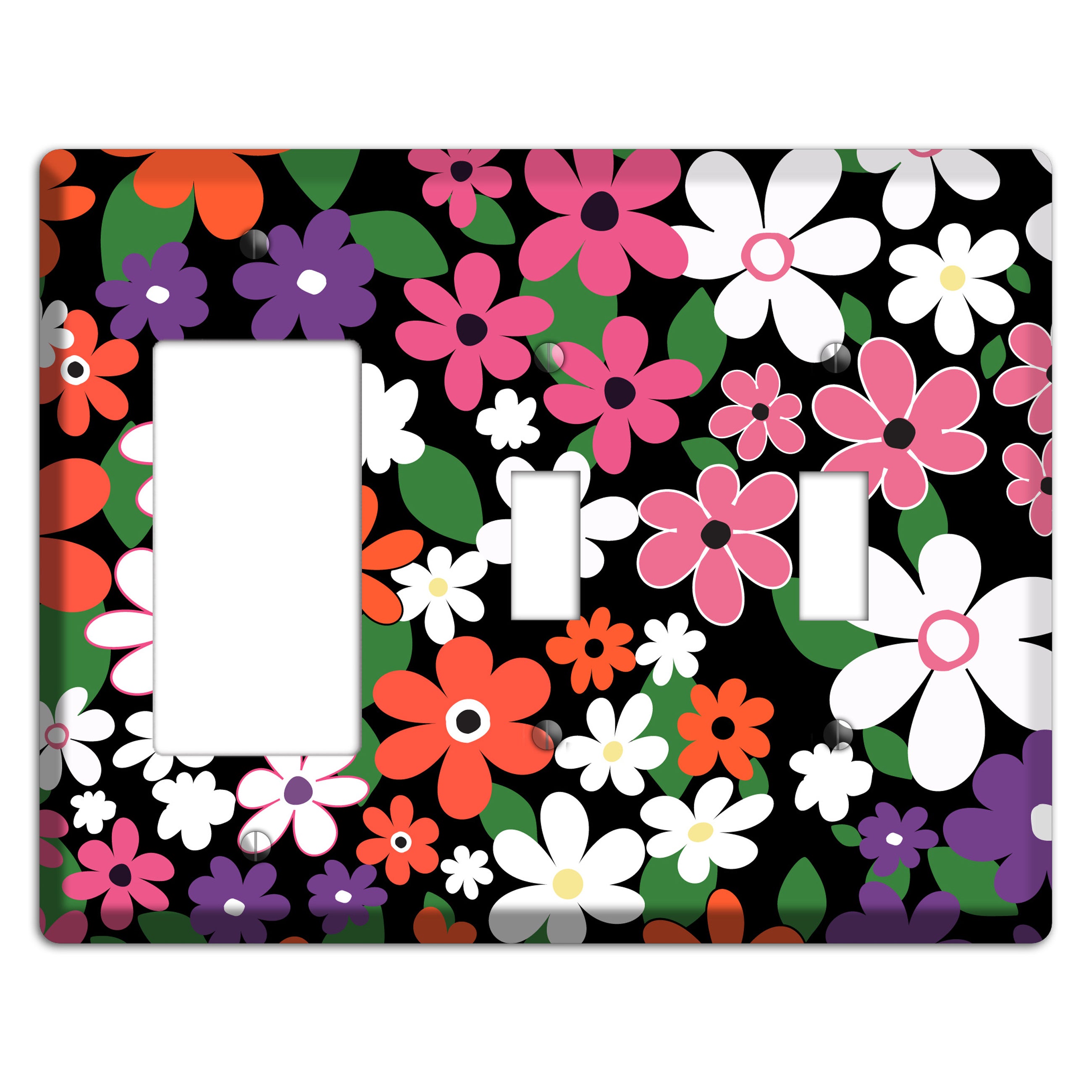 Hippie Flowers Rocker / 2 Toggle Wallplate