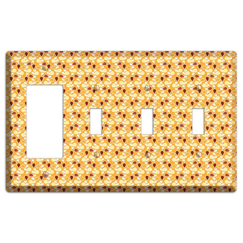 Yellow Teardrop Vine Rocker / 3 Toggle Wallplate
