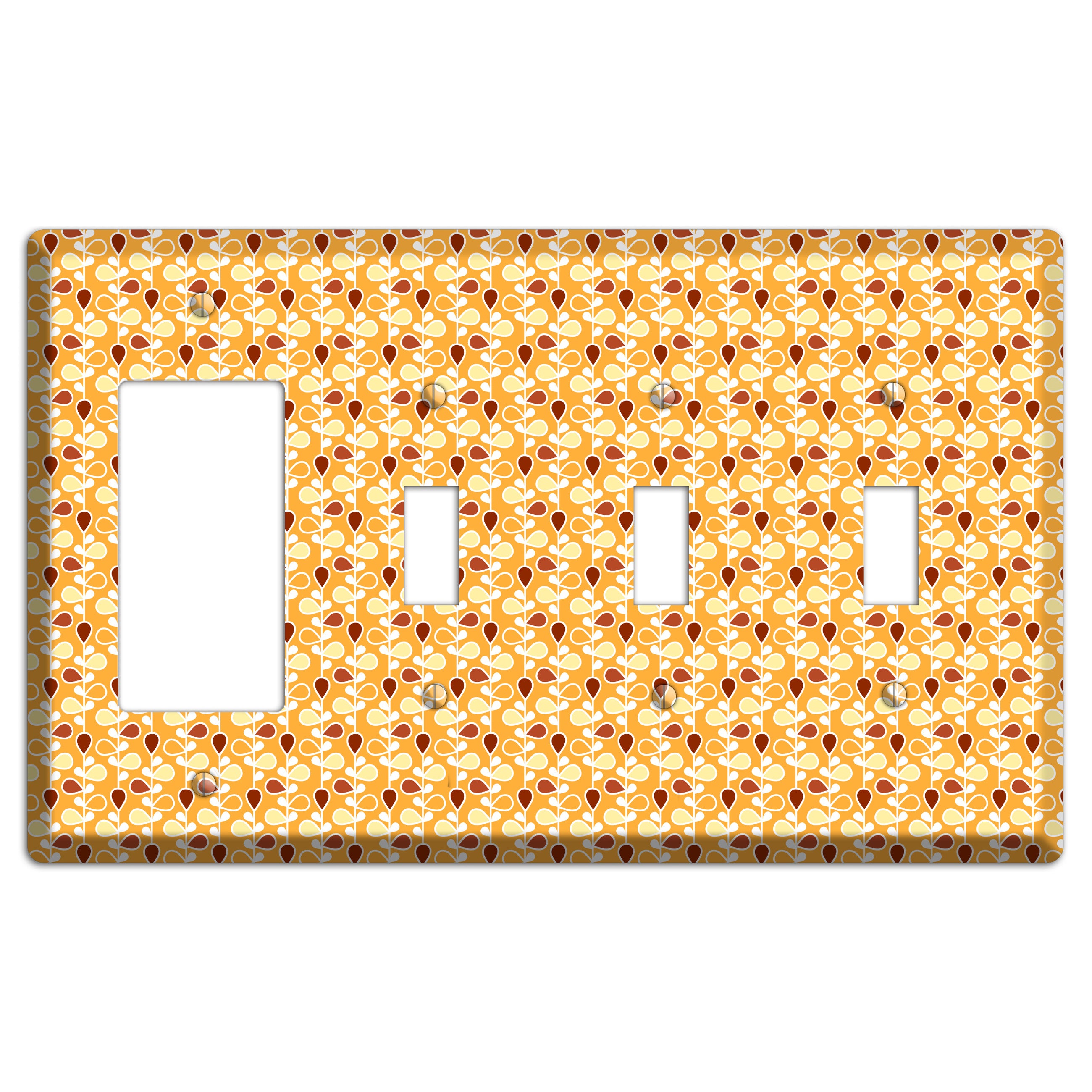 Yellow Teardrop Vine Rocker / 3 Toggle Wallplate